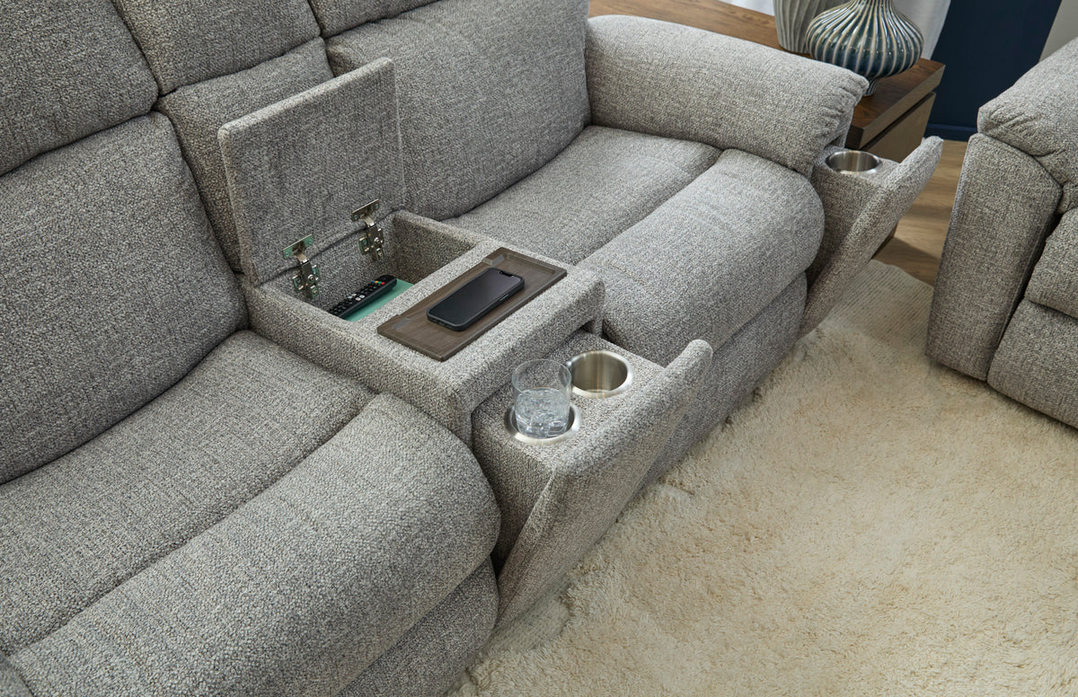 Porter Fabric Power Reclining Loveseat with Console, Power Headrest, & Lumbar