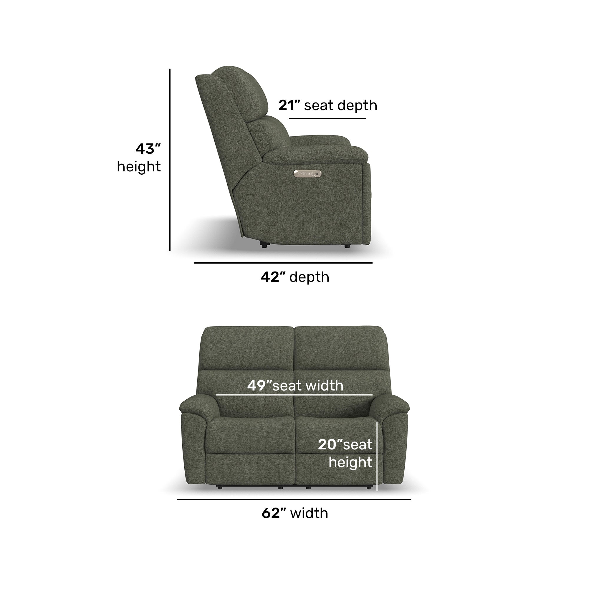 Porter Fabric & Leather Power Reclining Loveseat with Power Headrest & Lumbar