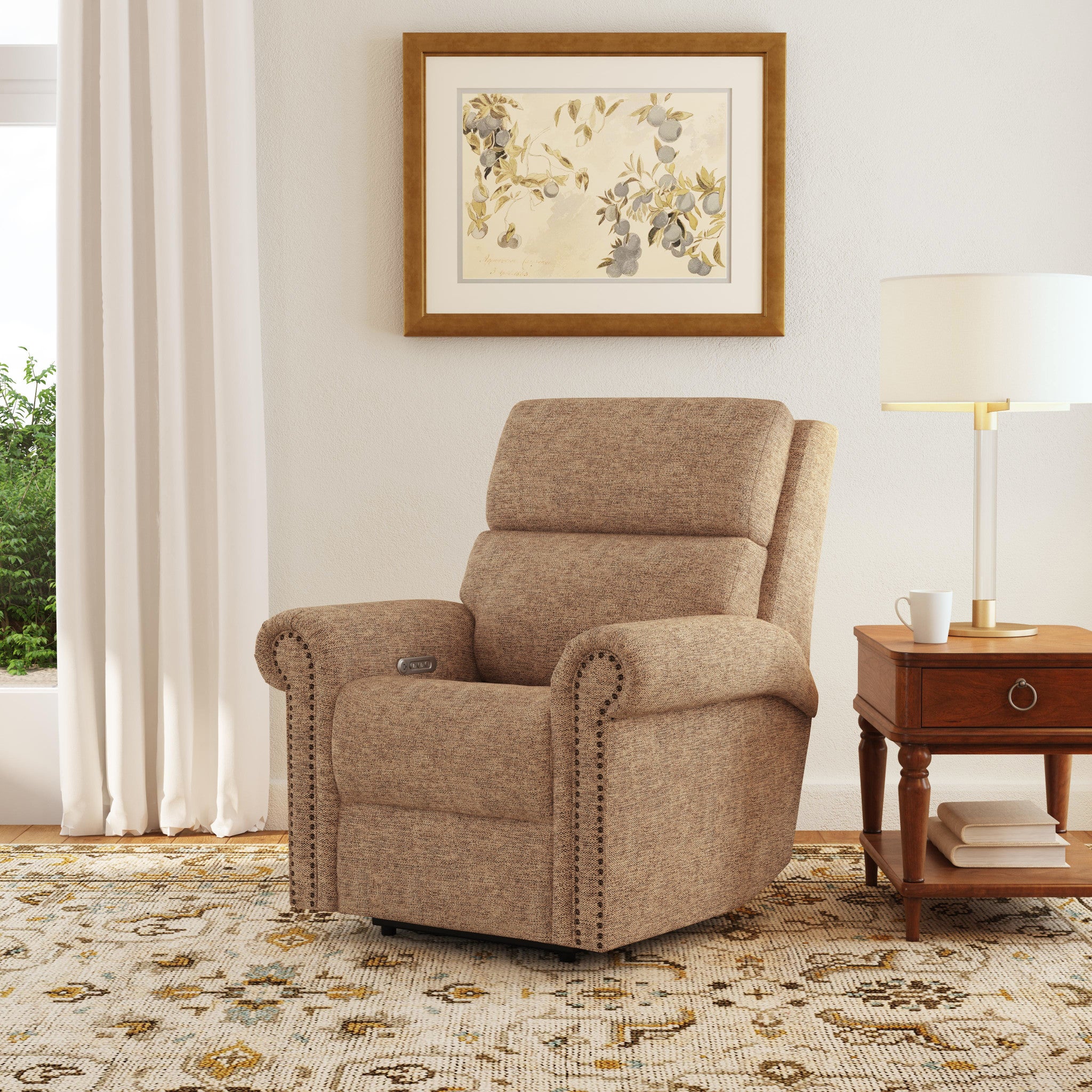 Bernard Fabric Power Recliner with Power Headrest & Lumbar