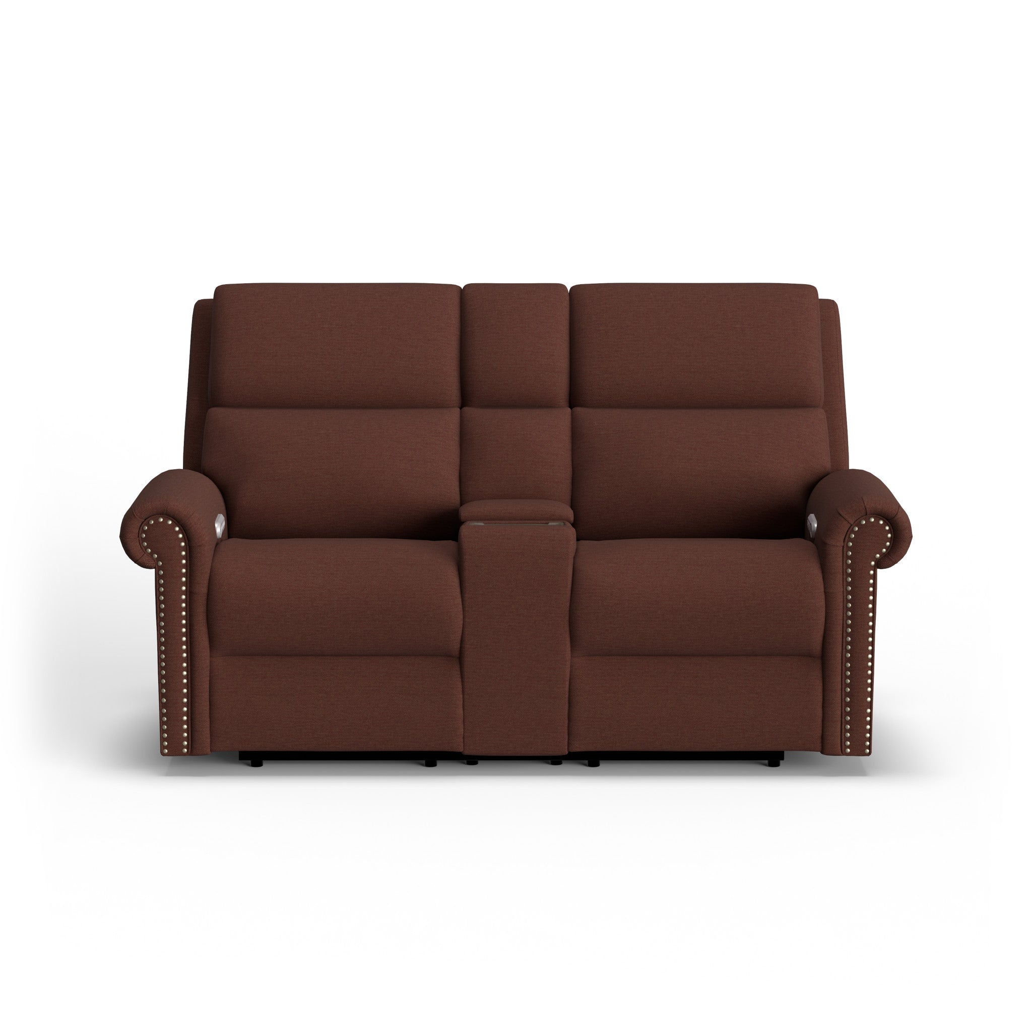 Bernard Fabric Power Reclining Loveseat with Console, Power Headrest, & Lumbar