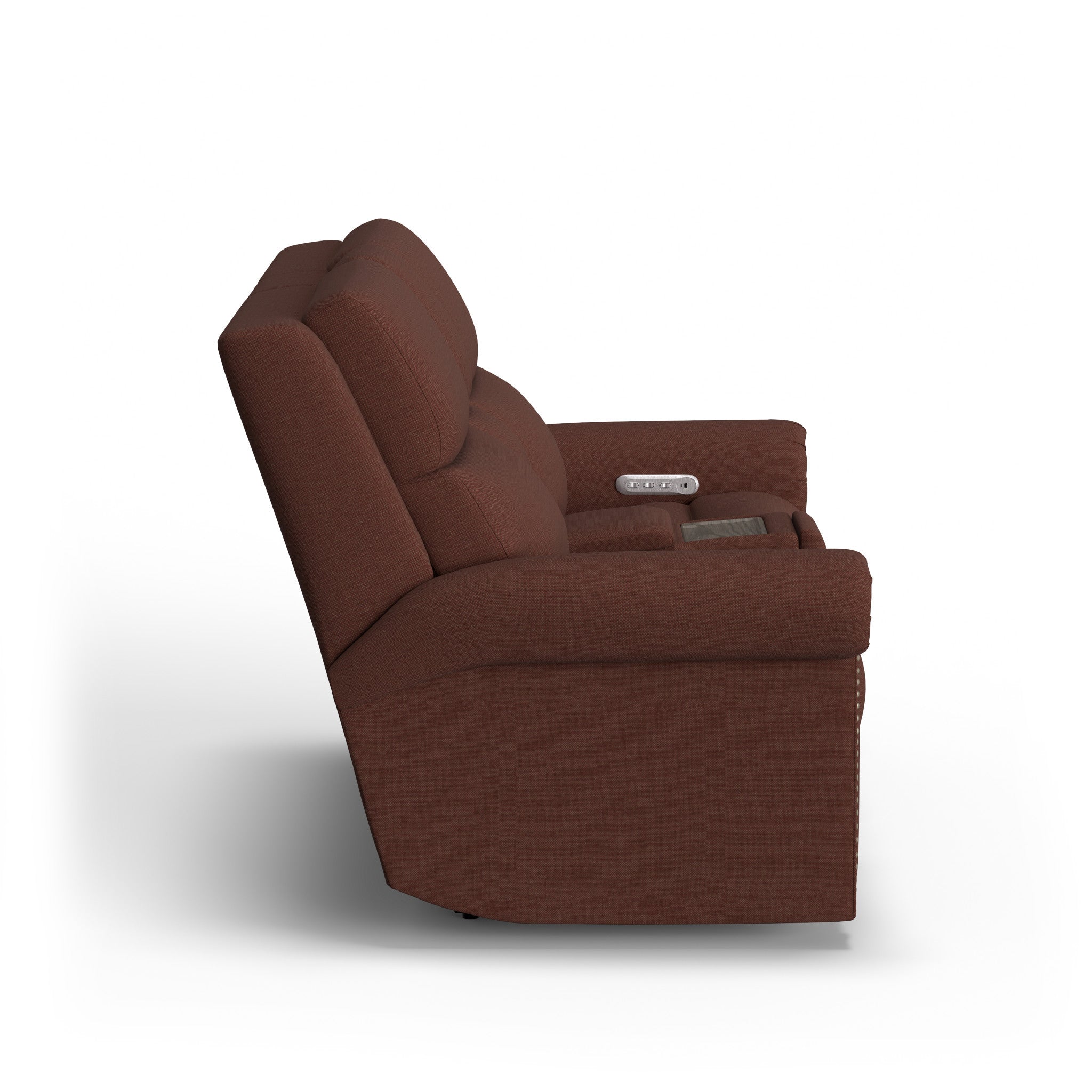 Bernard Fabric Power Reclining Loveseat with Console, Power Headrest, & Lumbar