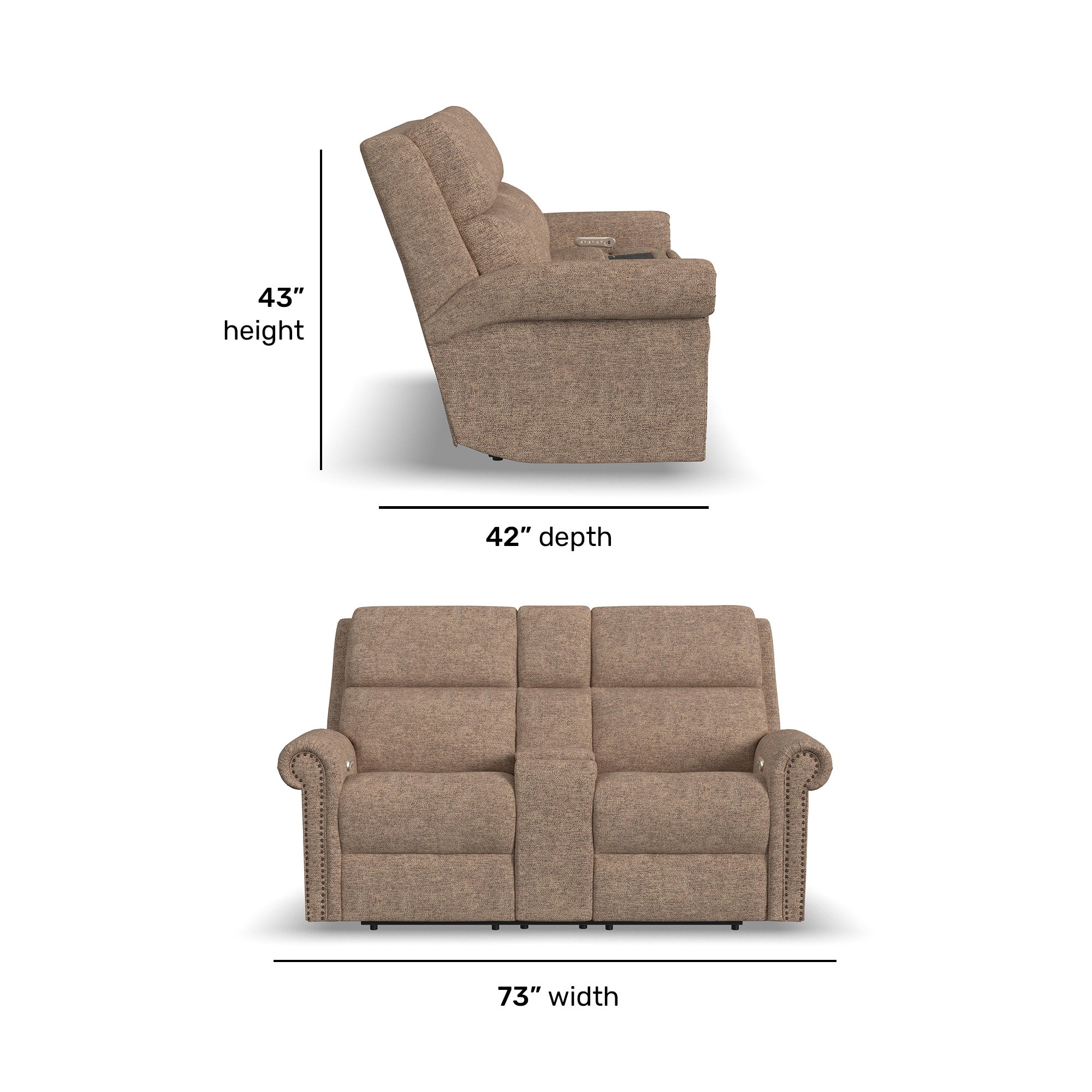 Bernard Fabric Power Reclining Loveseat with Console, Power Headrest, & Lumbar