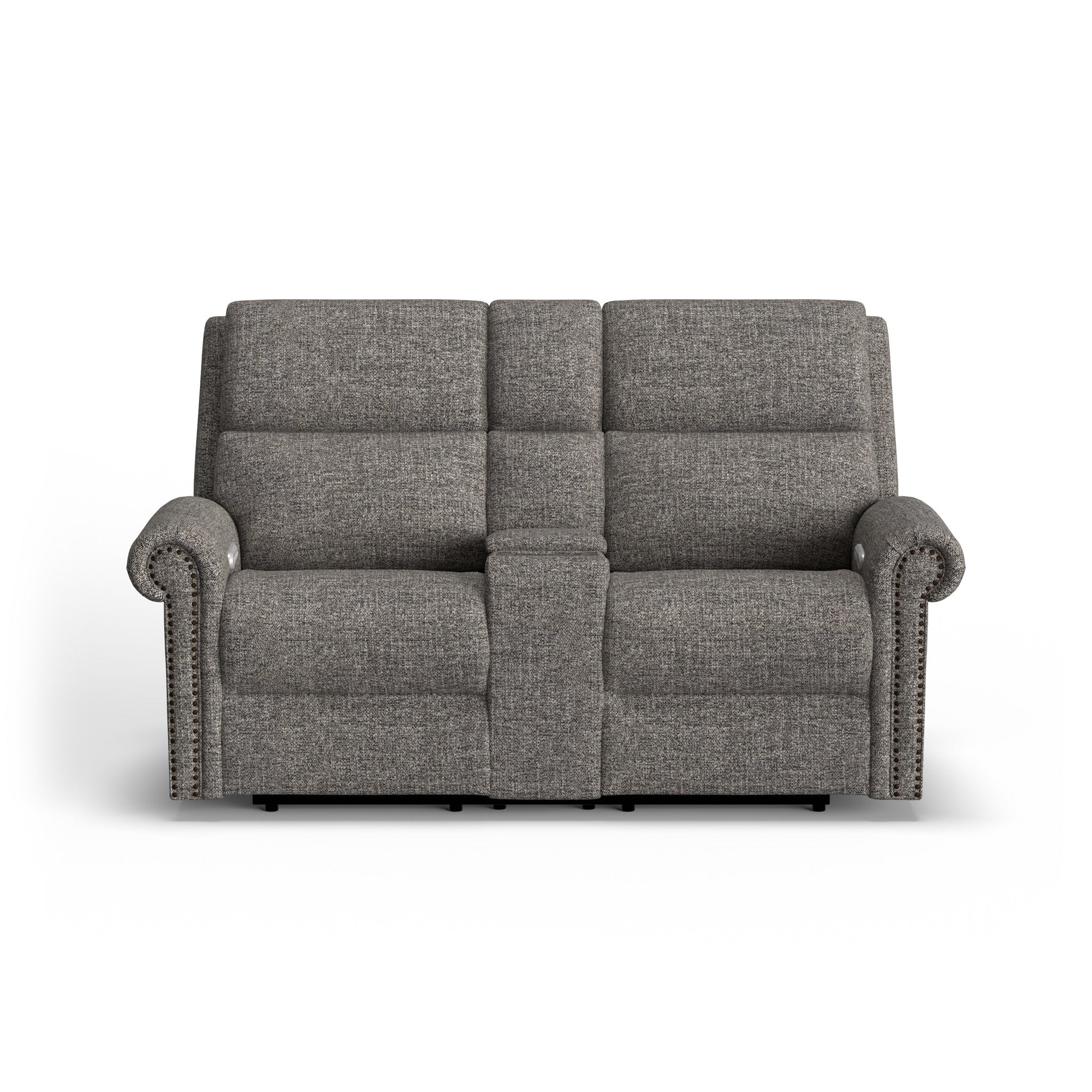 Bernard Fabric Power Reclining Loveseat with Console, Power Headrest, & Lumbar
