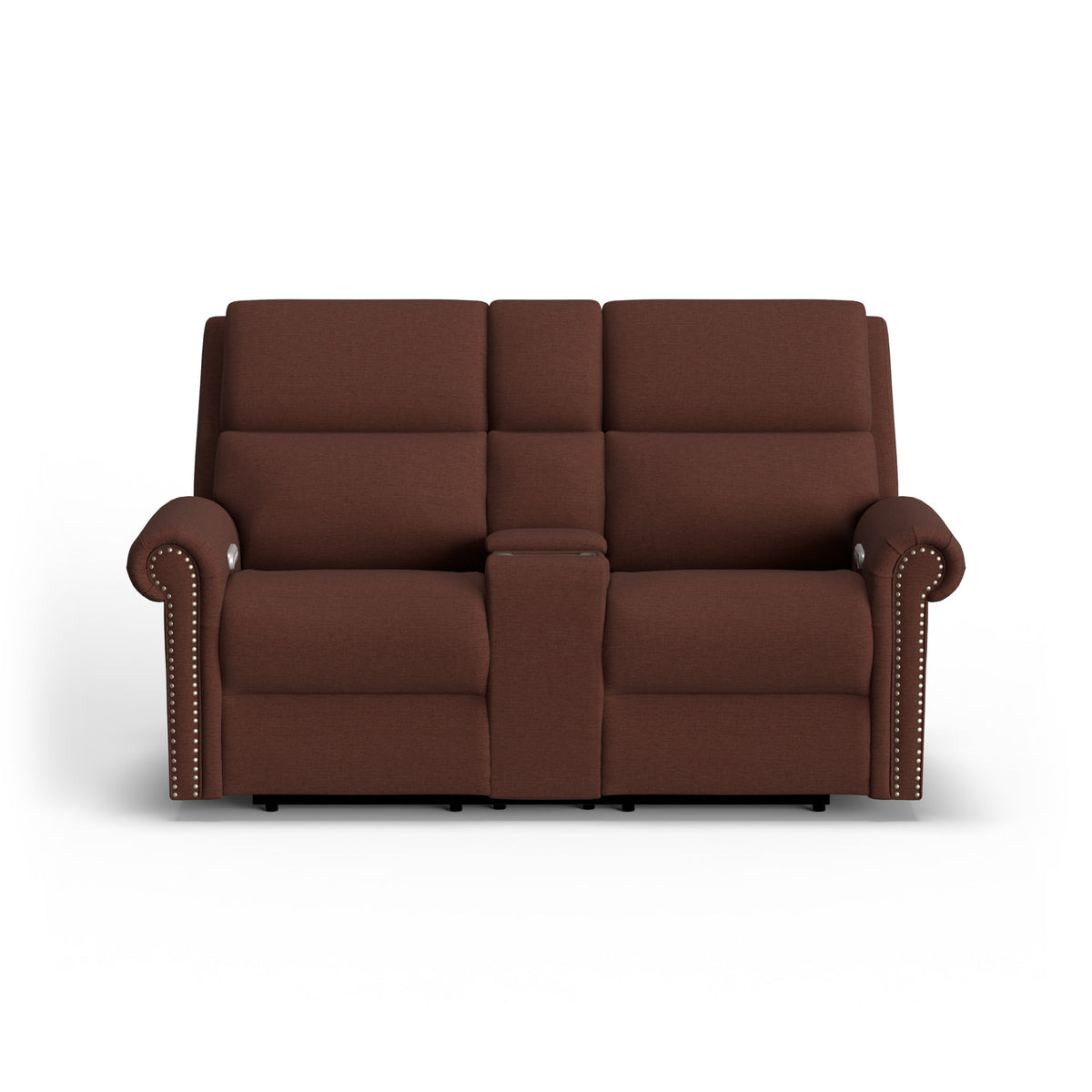 Bernard Fabric Power Reclining Loveseat with Console, Power Headrest, & Lumbar