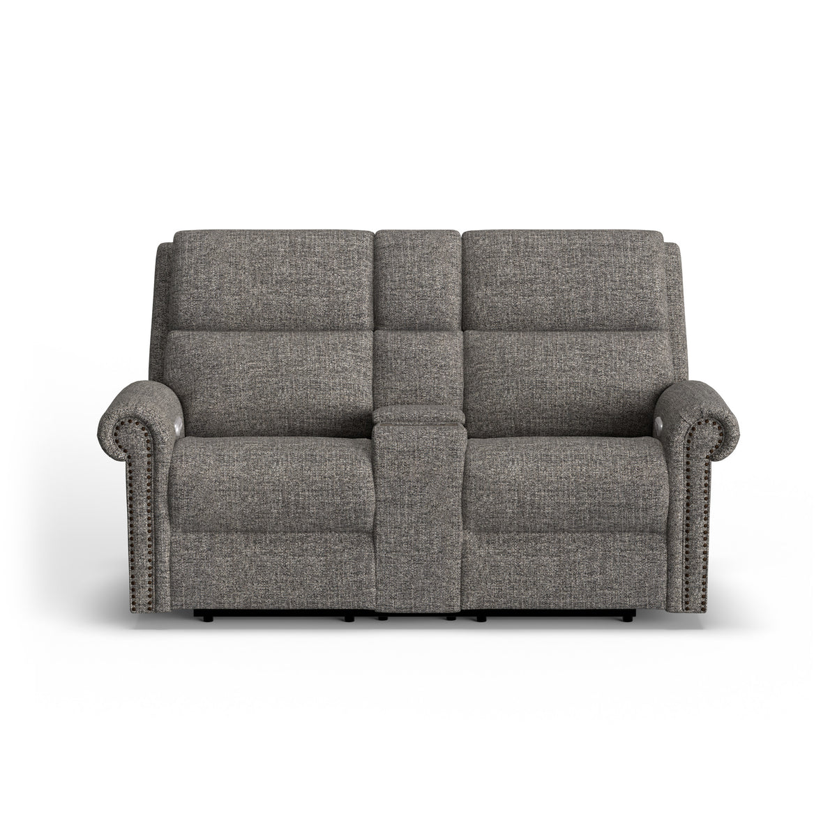 Bernard Fabric Power Reclining Loveseat with Console, Power Headrest, & Lumbar