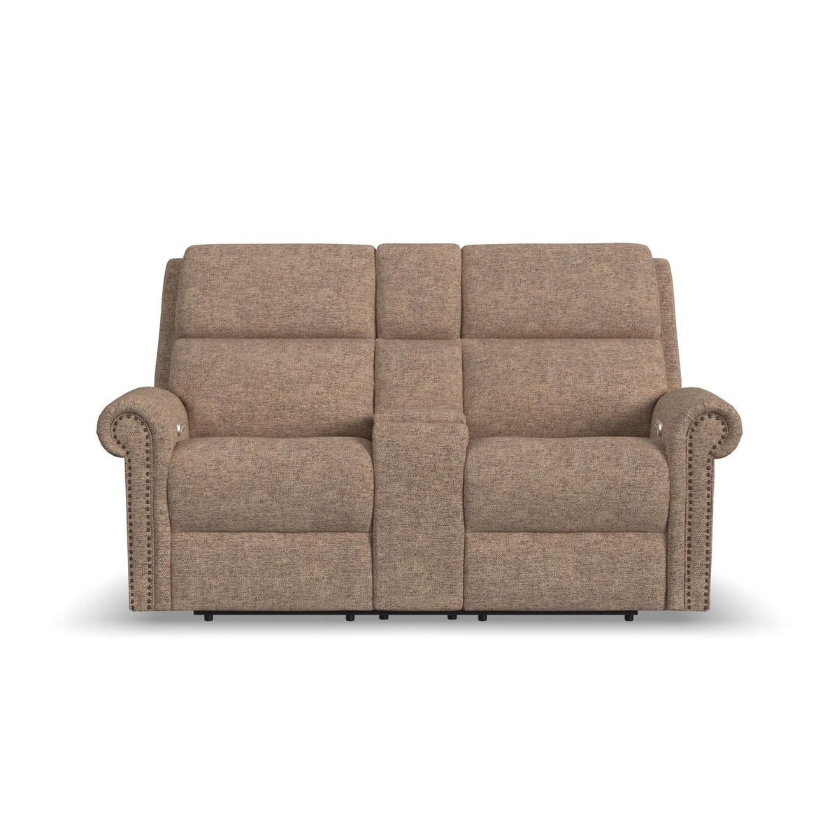 Bernard Fabric Power Reclining Loveseat with Console, Power Headrest, & Lumbar