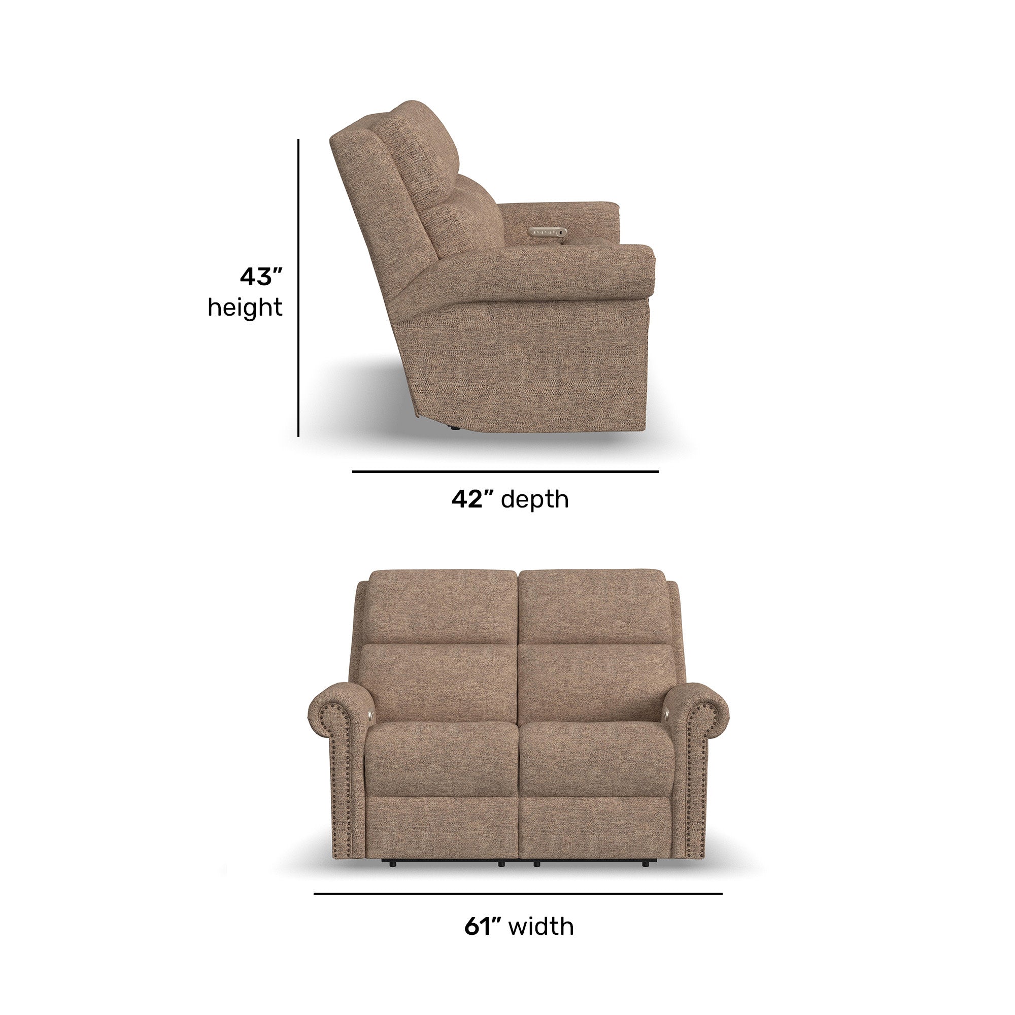 Bernard Fabric Power Reclining Loveseat with Power Headrest & Lumbar
