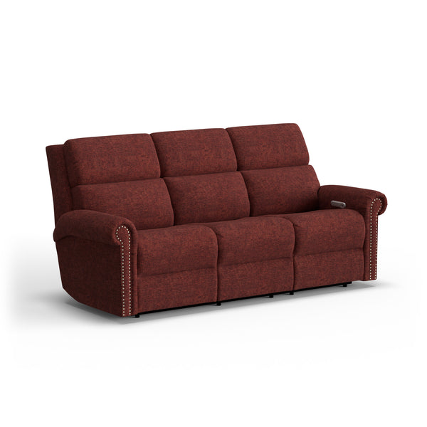 Bernard Fabric Power Reclining Sofa with Console, Power Headrest, & Lumbar
