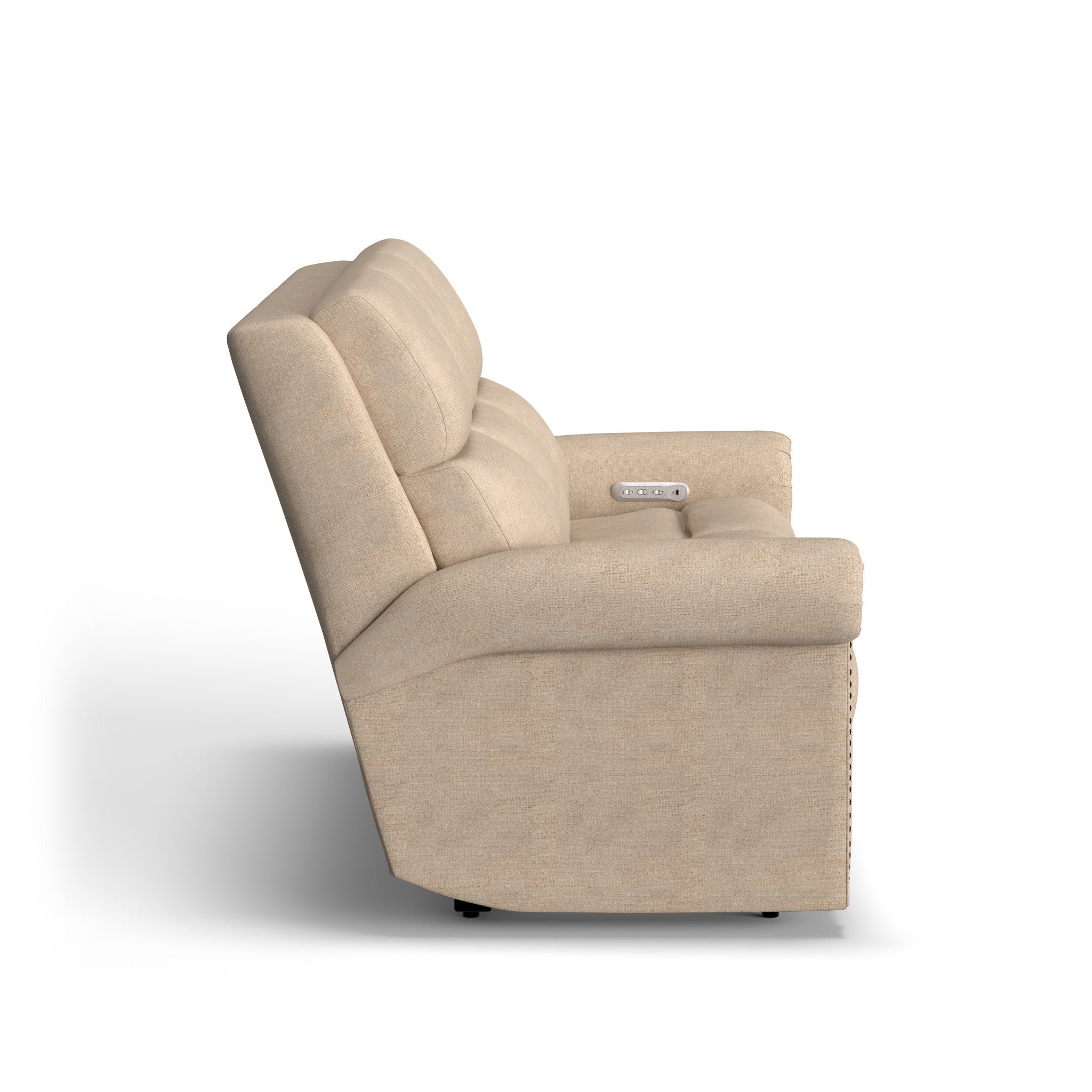 Bernard Fabric Power Reclining Sofa with Console, Power Headrest, & Lumbar