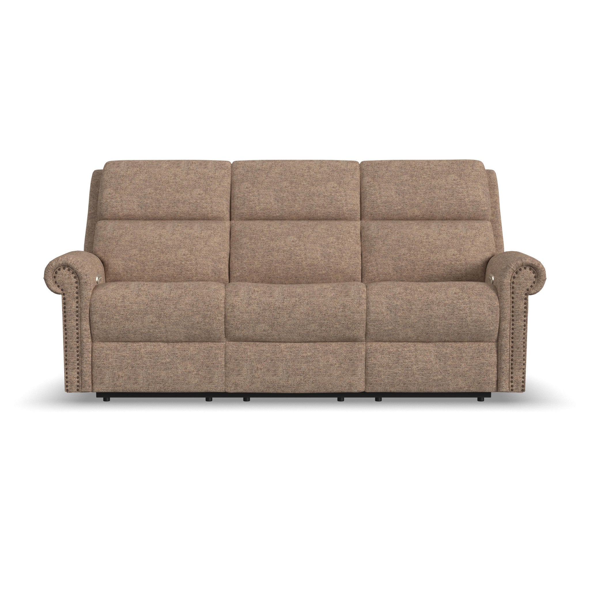 Bernard Fabric Power Reclining Sofa with Console, Power Headrest, & Lumbar