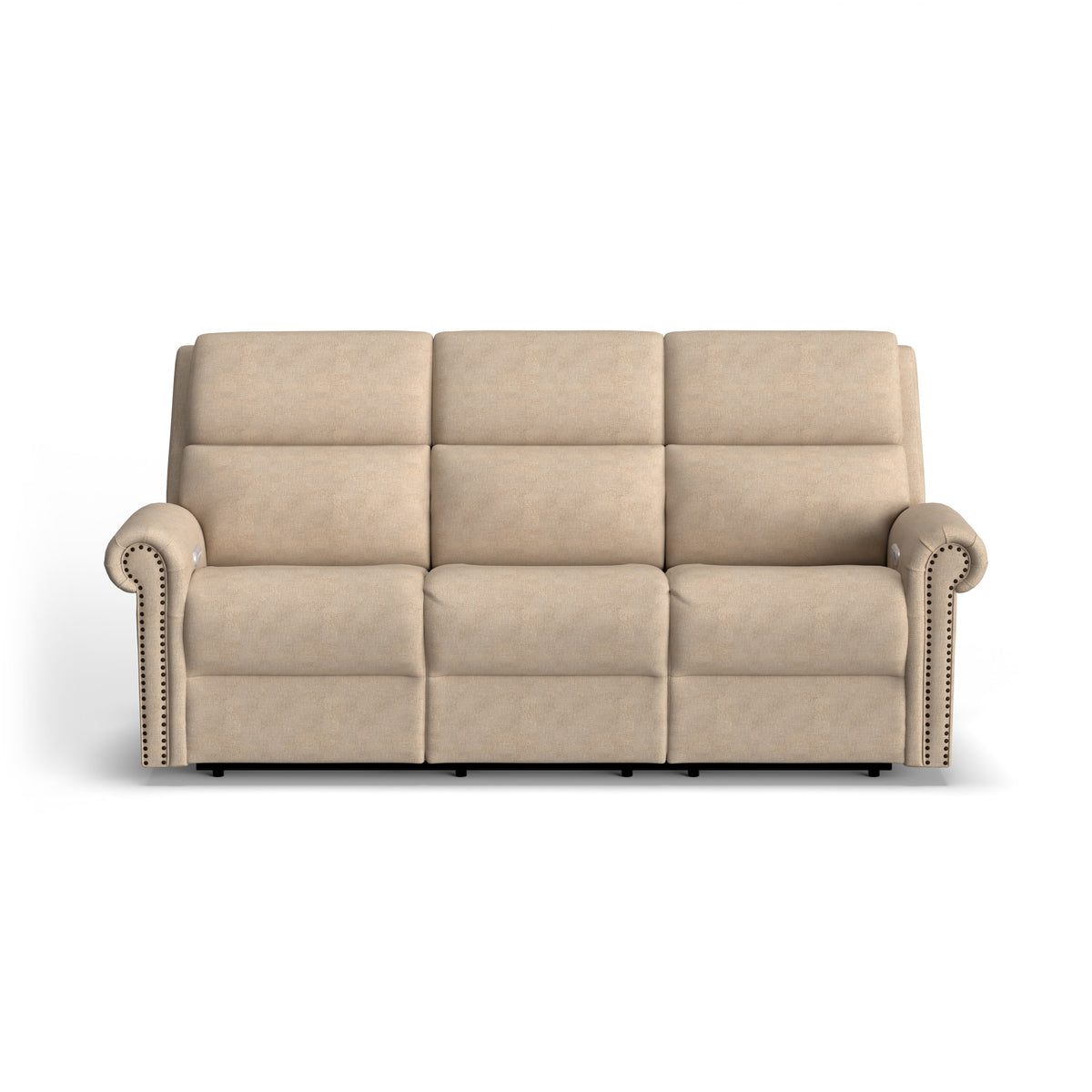 Bernard Fabric Power Reclining Sofa with Console, Power Headrest, & Lumbar
