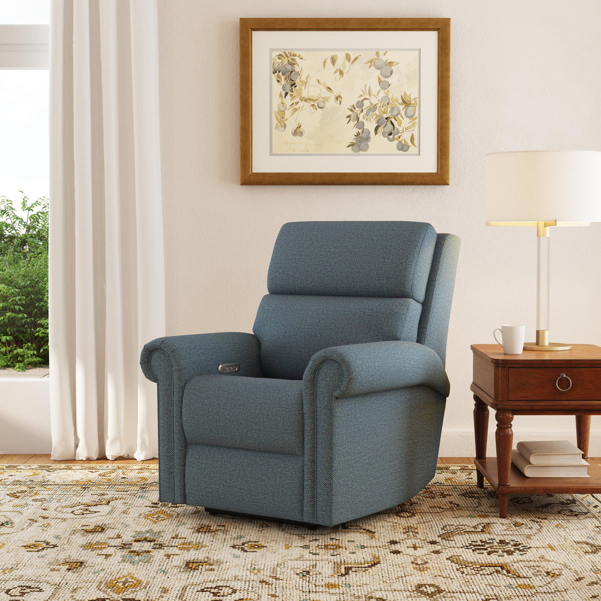 Bernard Fabric Power Recliner with Power Headrest & Lumbar