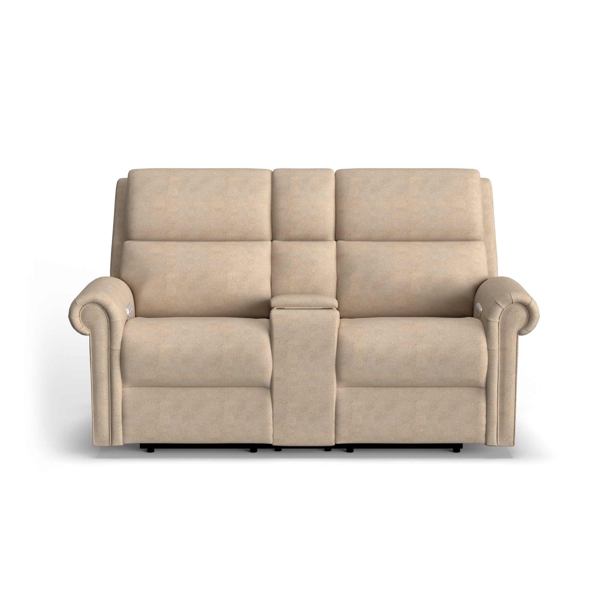 Bernard Fabric Power Reclining Loveseat with Console, Power Headrest, & Lumbar