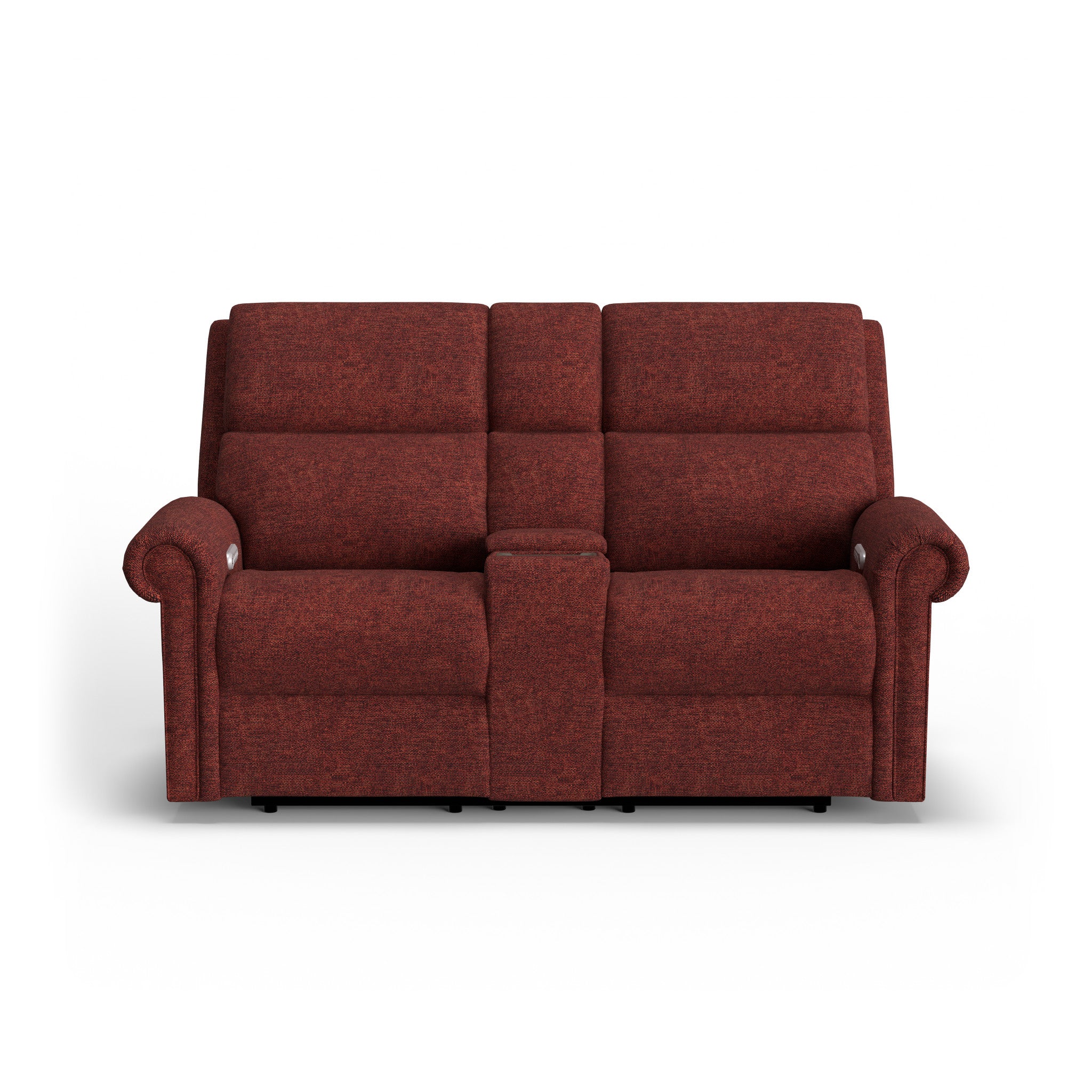 Bernard Fabric Power Reclining Loveseat with Console, Power Headrest, & Lumbar