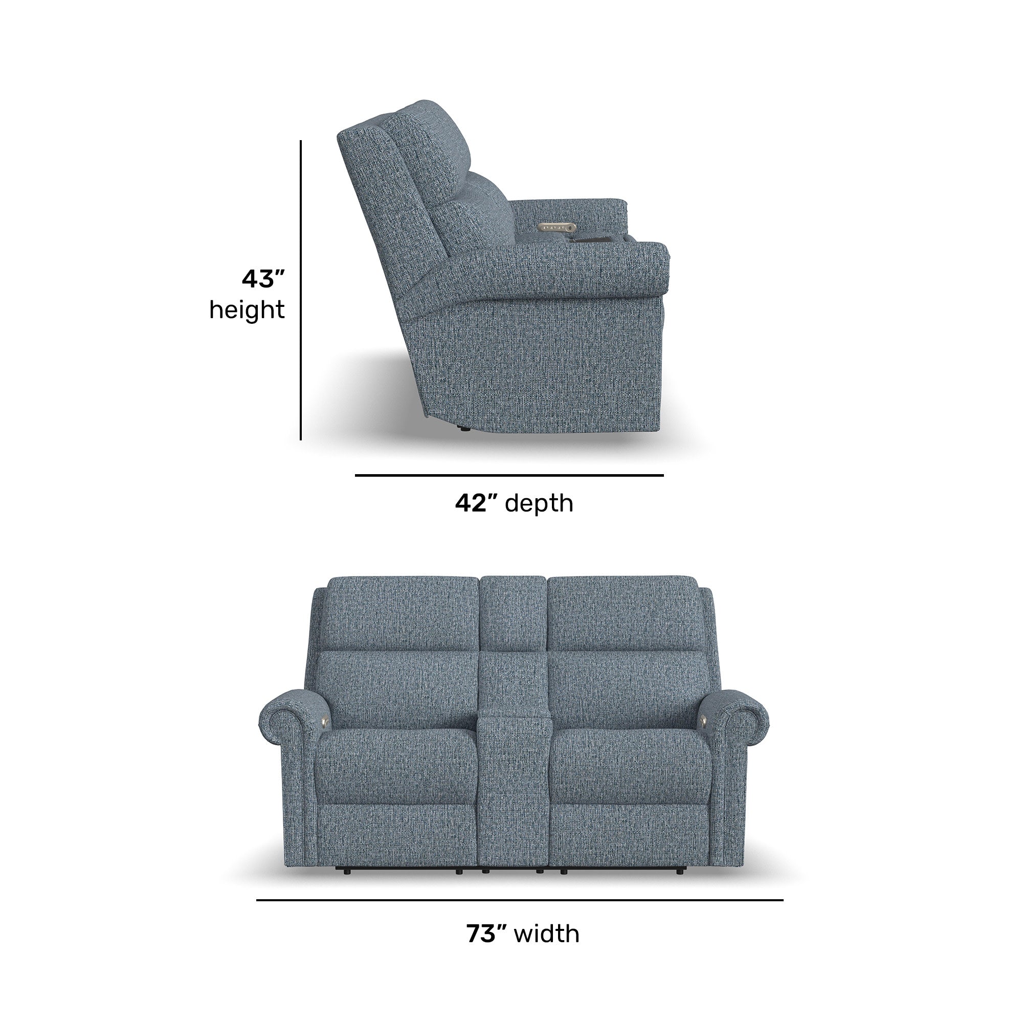 Bernard Fabric Power Reclining Loveseat with Console, Power Headrest, & Lumbar