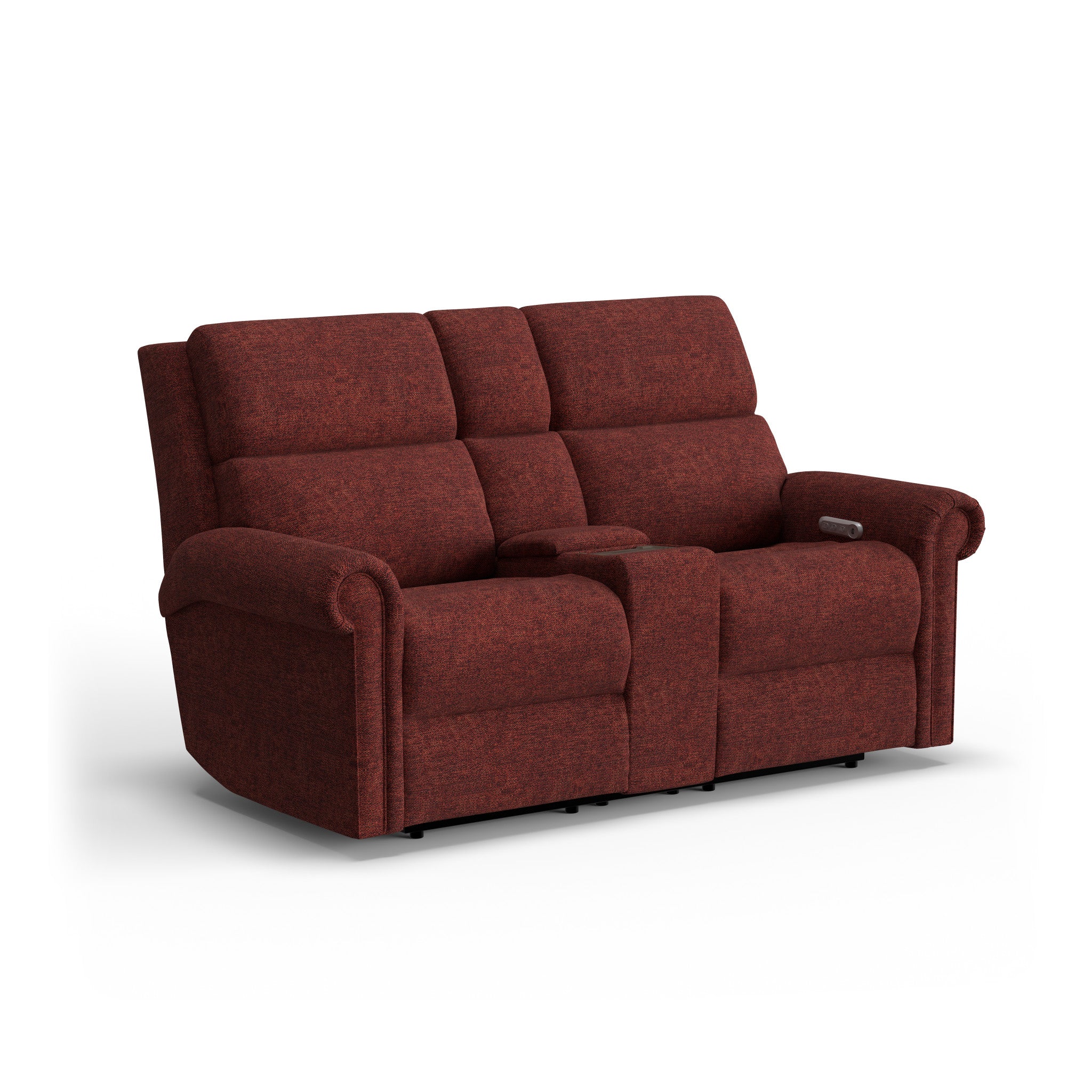 Bernard Fabric Power Reclining Loveseat with Console, Power Headrest, & Lumbar