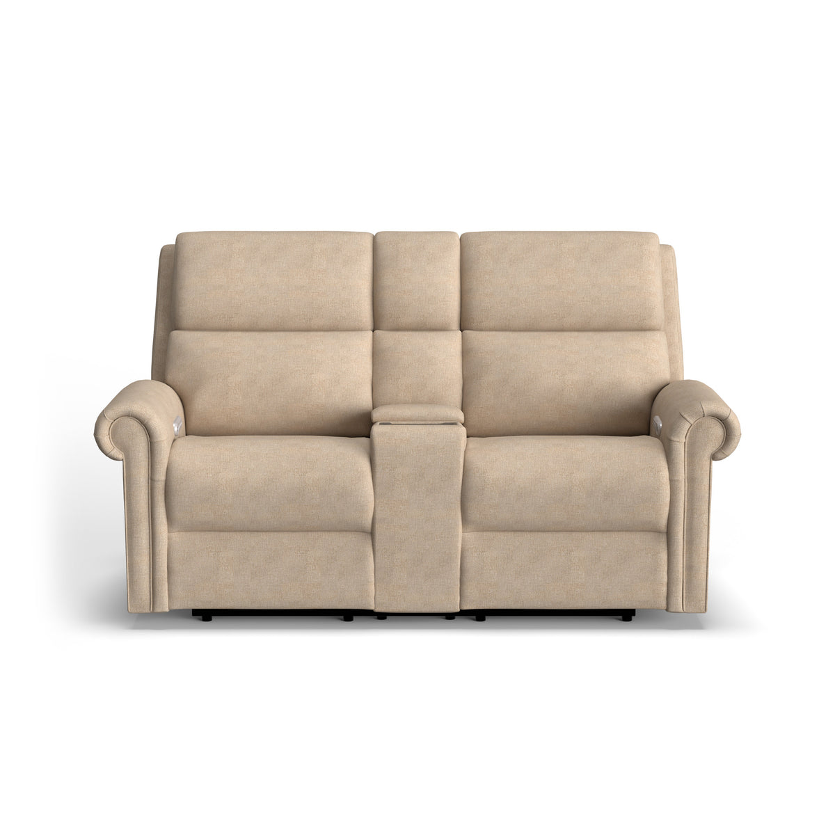 Bernard Fabric Power Reclining Loveseat with Console, Power Headrest, & Lumbar