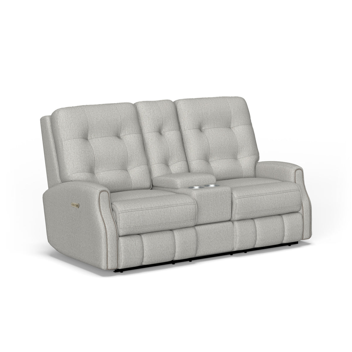Devon Fabric Power Reclining Loveseat with Console & Power Headrests