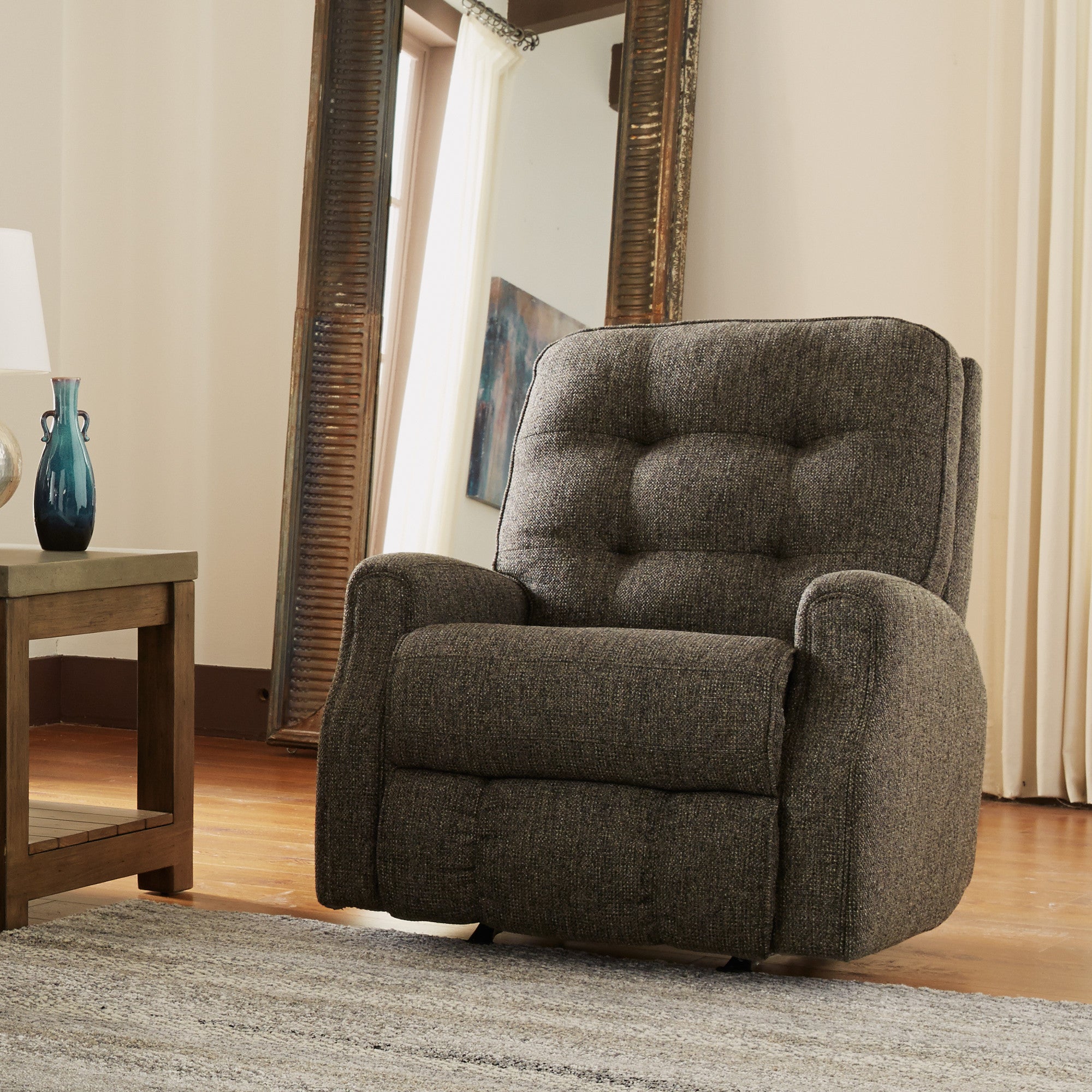 Devon Fabric Power Rocking Recliner with Power Headrest