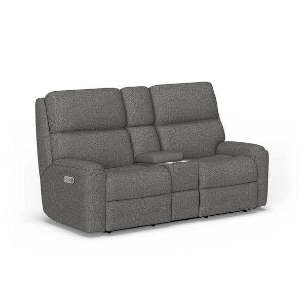 Rio Fabric Power Reclining Loveseat with Console & Power Headrests