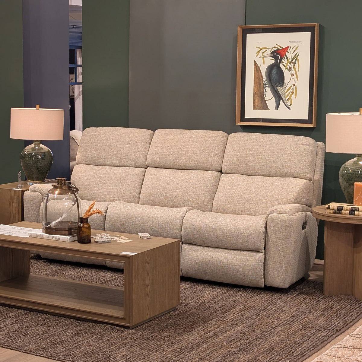 Rio Fabric Power Reclining Sofa with Power Headrests