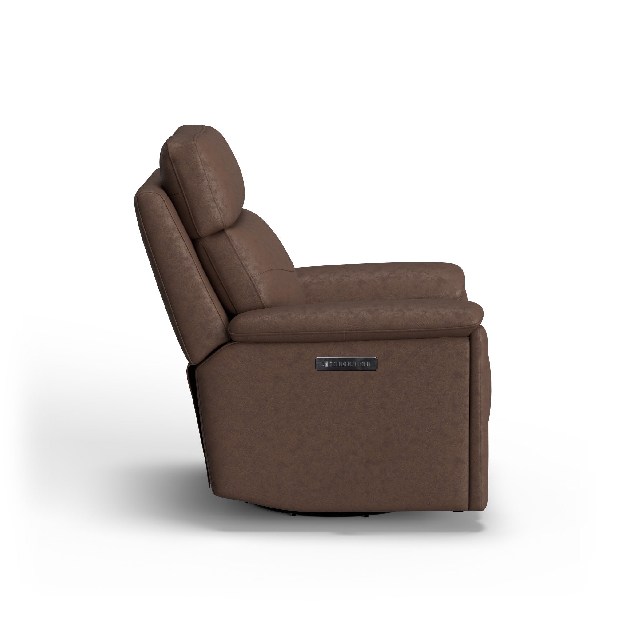 Refined Leather Power Swivel Gliding Recliner with Power Headrest & Lumbar
