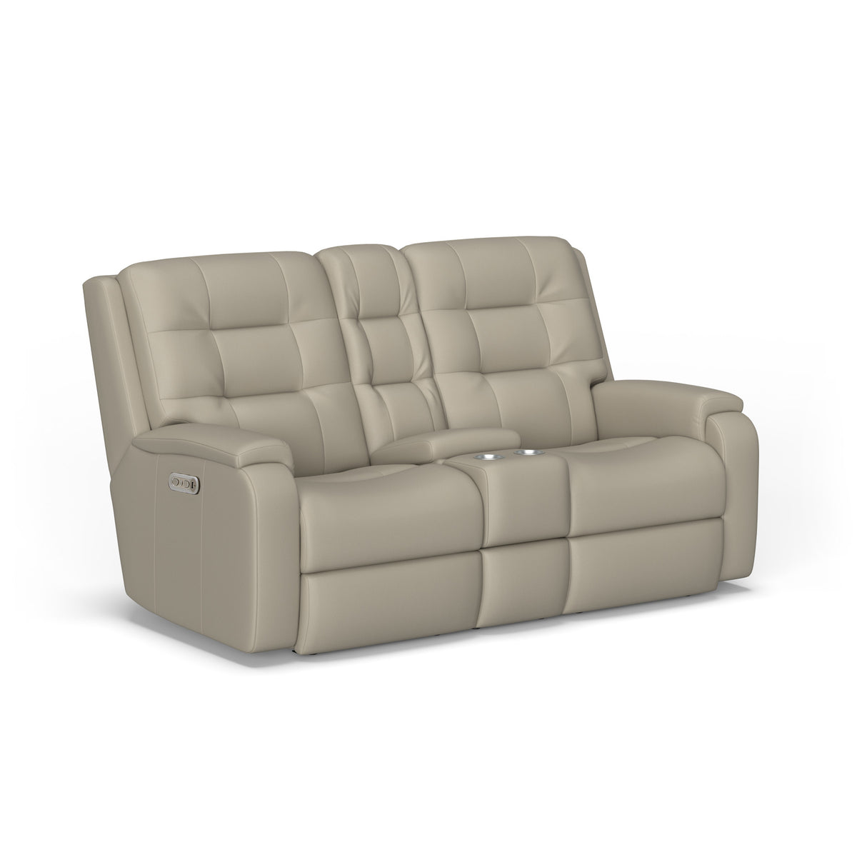 Arlo Leather Power Reclining Loveseat with Console & Power Headrests