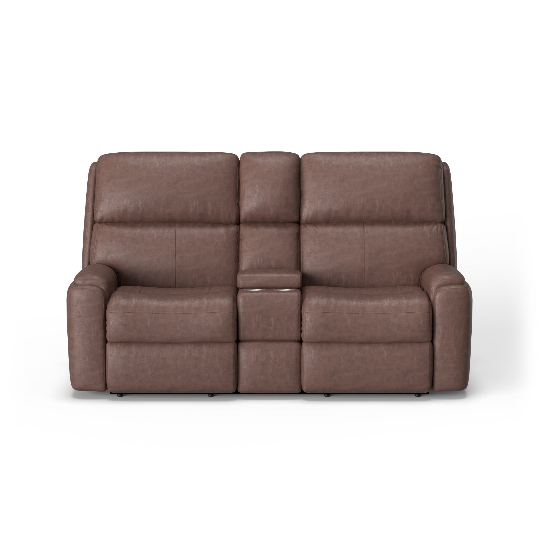 Rio Leather Power Reclining Loveseat with Console & Power Headrests