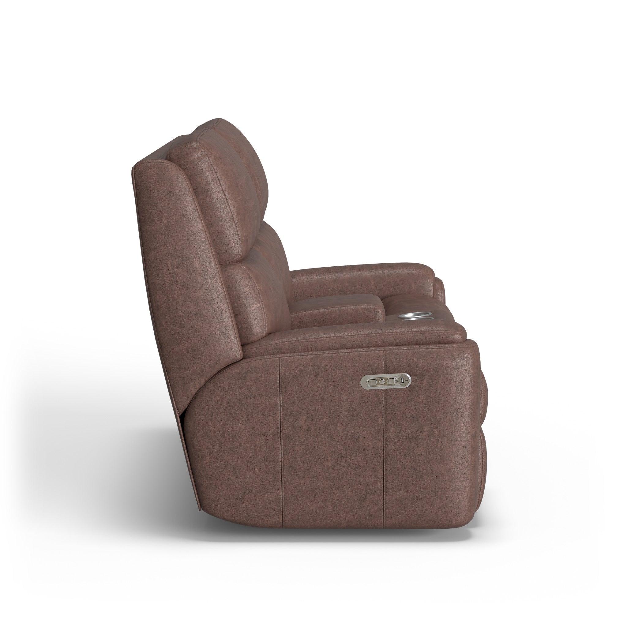Rio Leather Power Reclining Loveseat with Console & Power Headrests