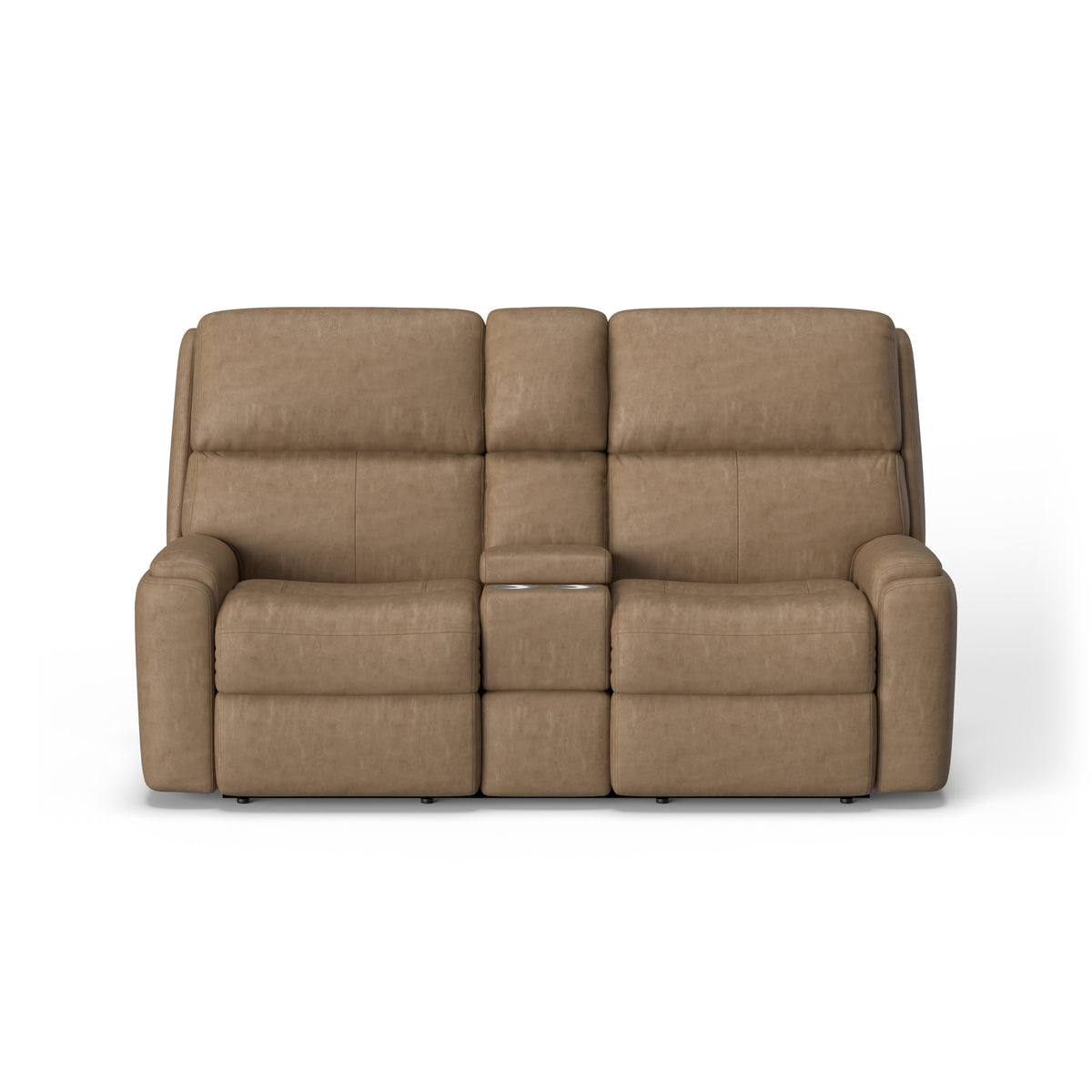 Rio Leather Power Reclining Loveseat with Console & Power Headrests