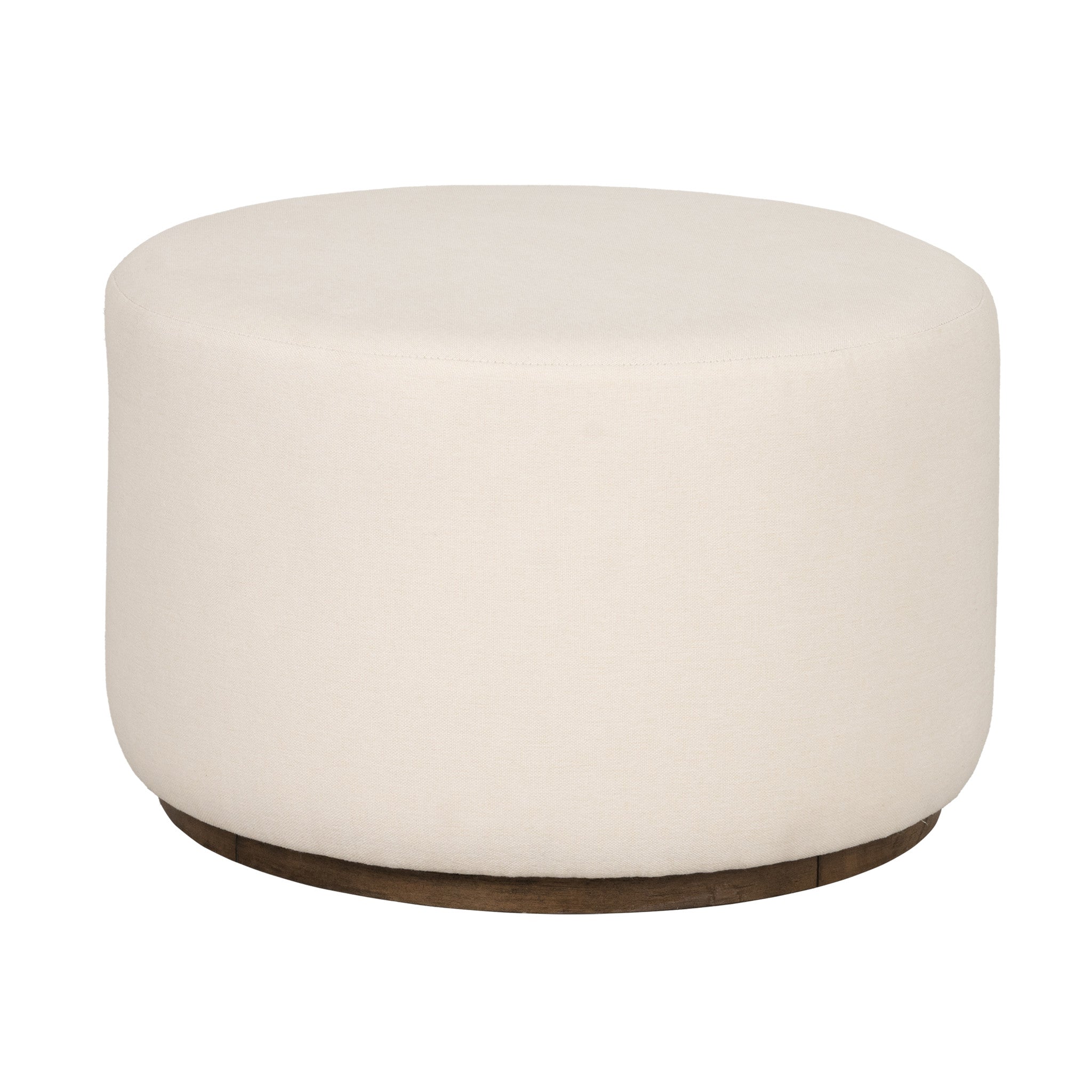 Lyra Ivory Fabric Pouf Ottoman