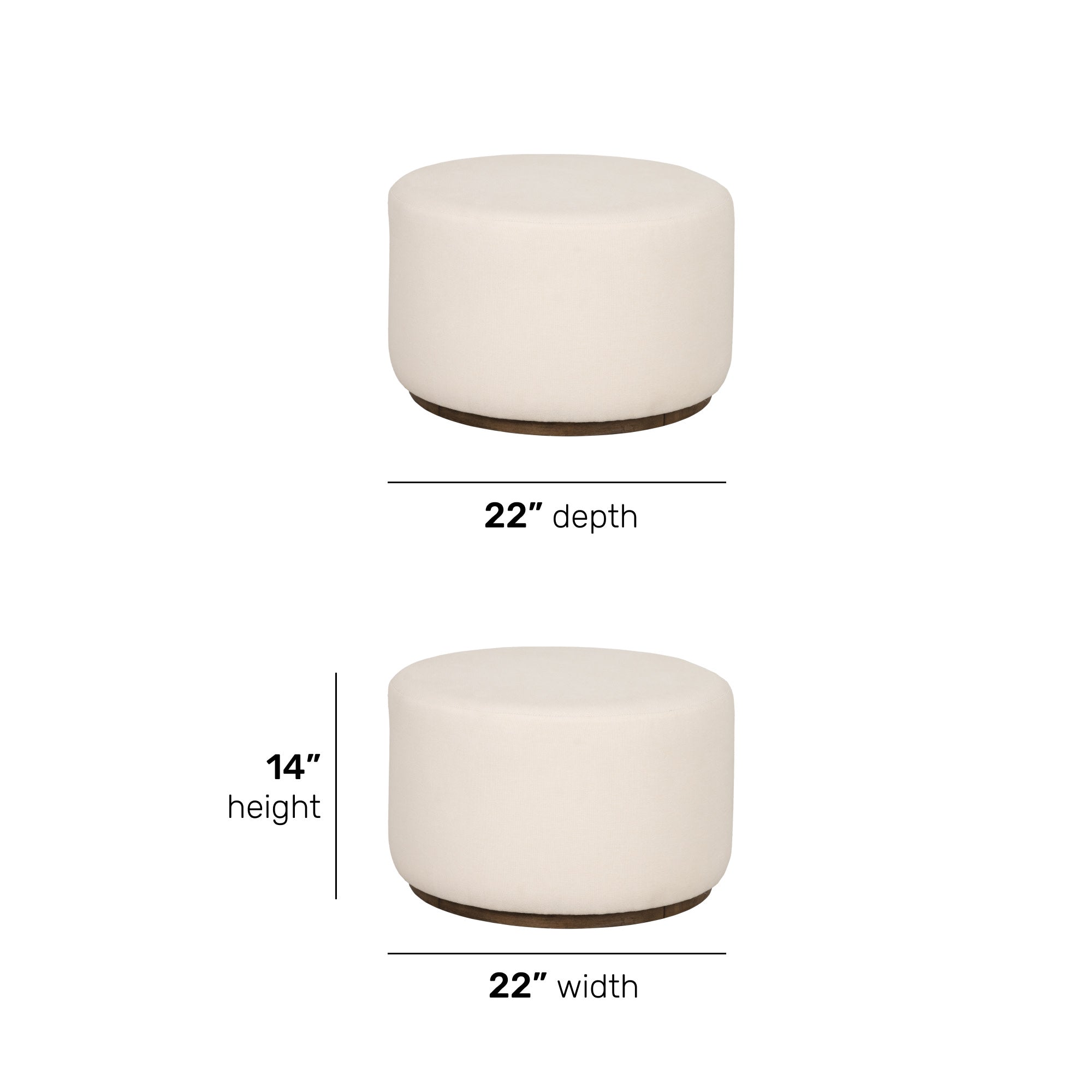 Lyra Ivory Fabric Pouf Ottoman