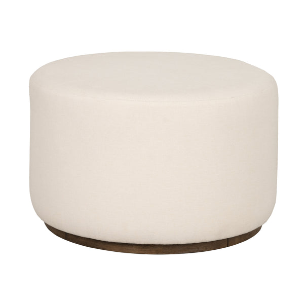 Lyra Ivory Fabric Pouf Ottoman