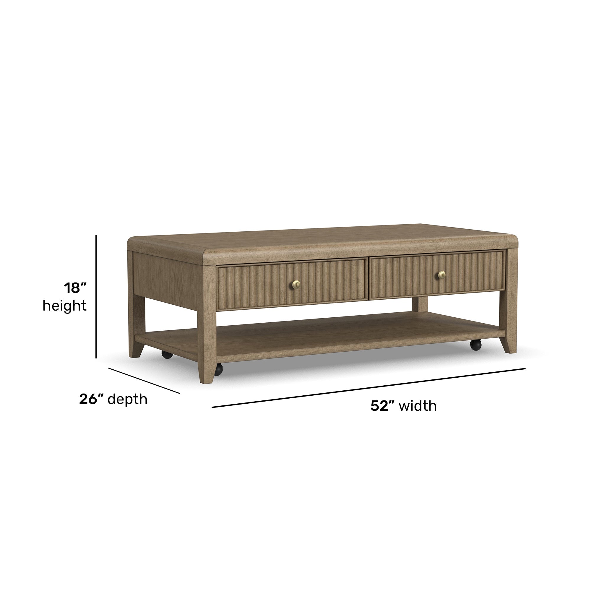 Reed Rectangular Coffee Table with Casters