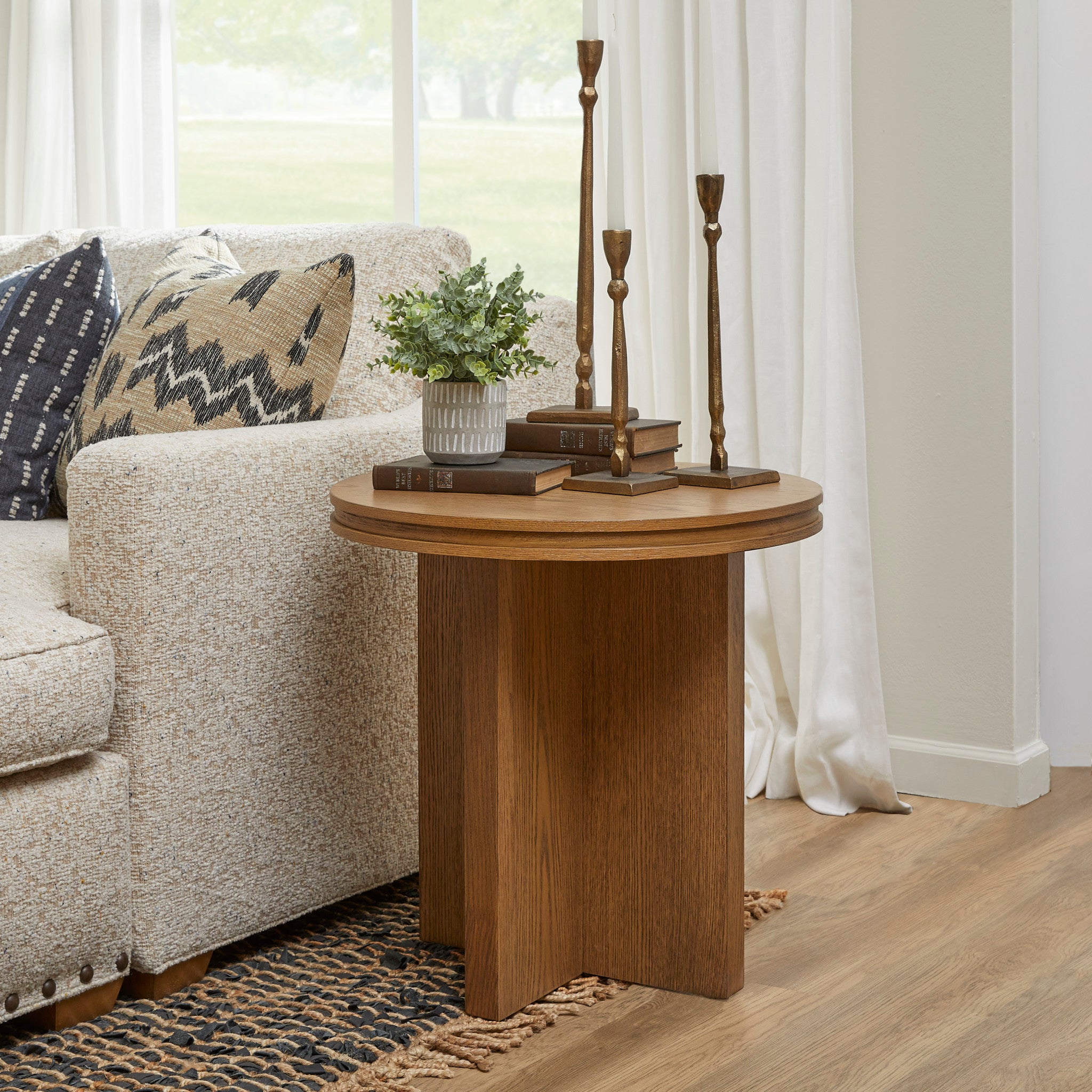 Waterfall Brown Round End Table