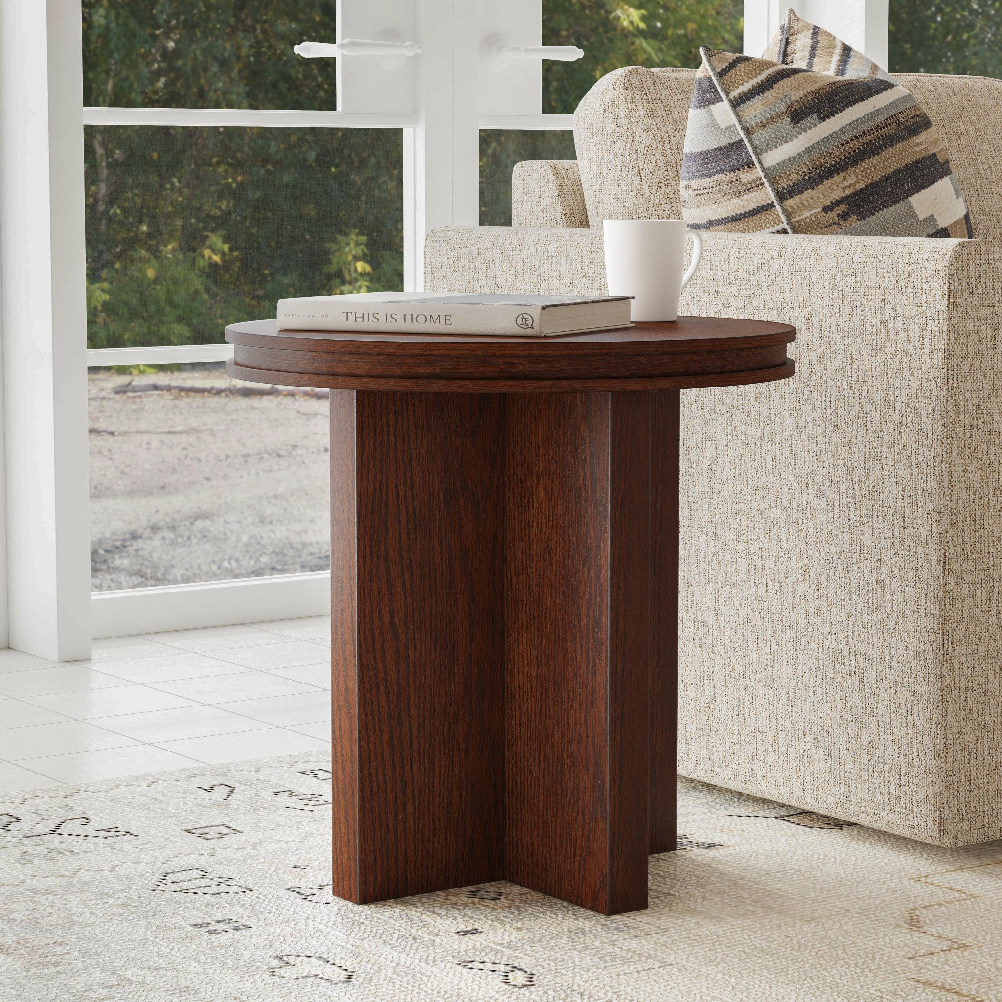 Waterfall Brown Round End Table