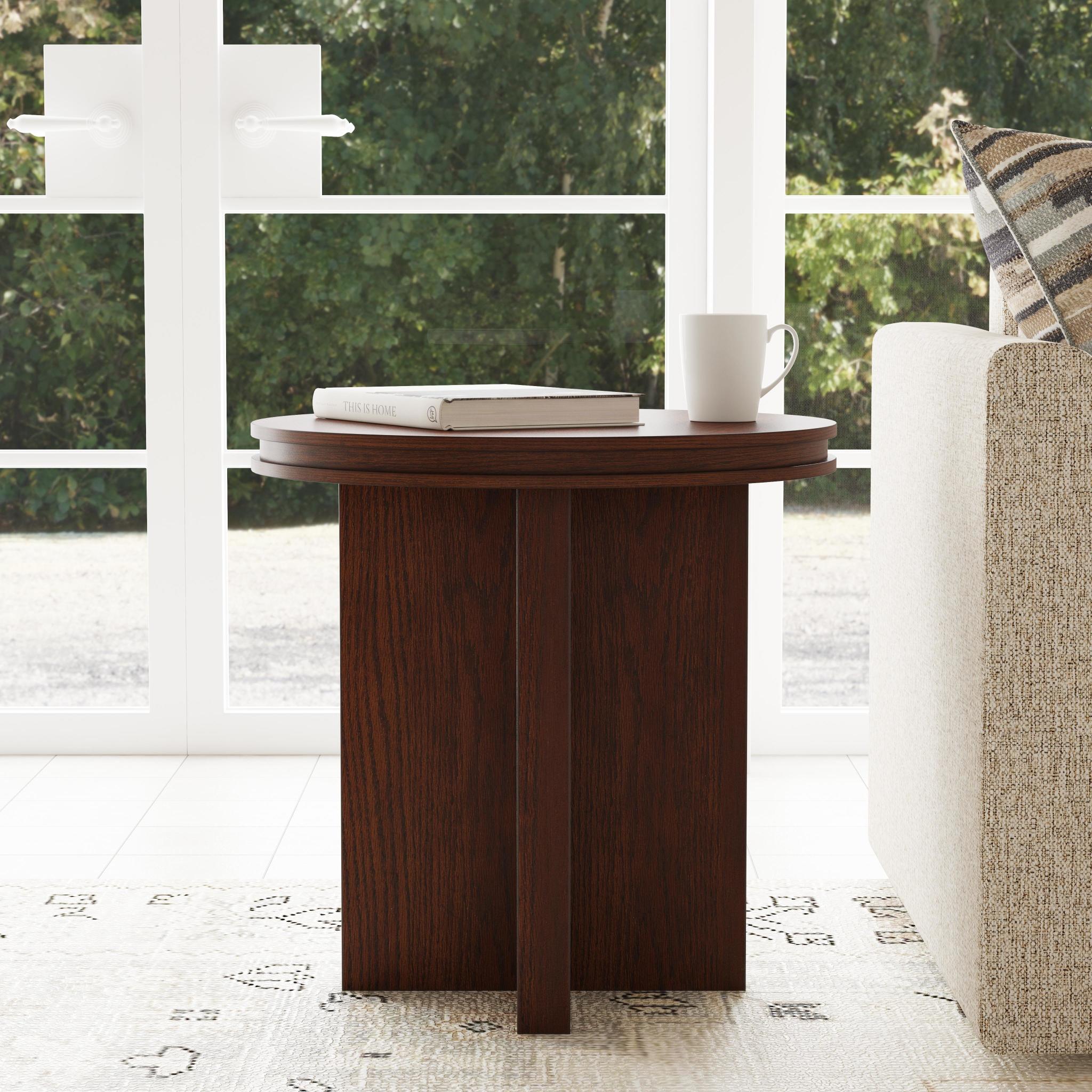 Waterfall Brown Round End Table
