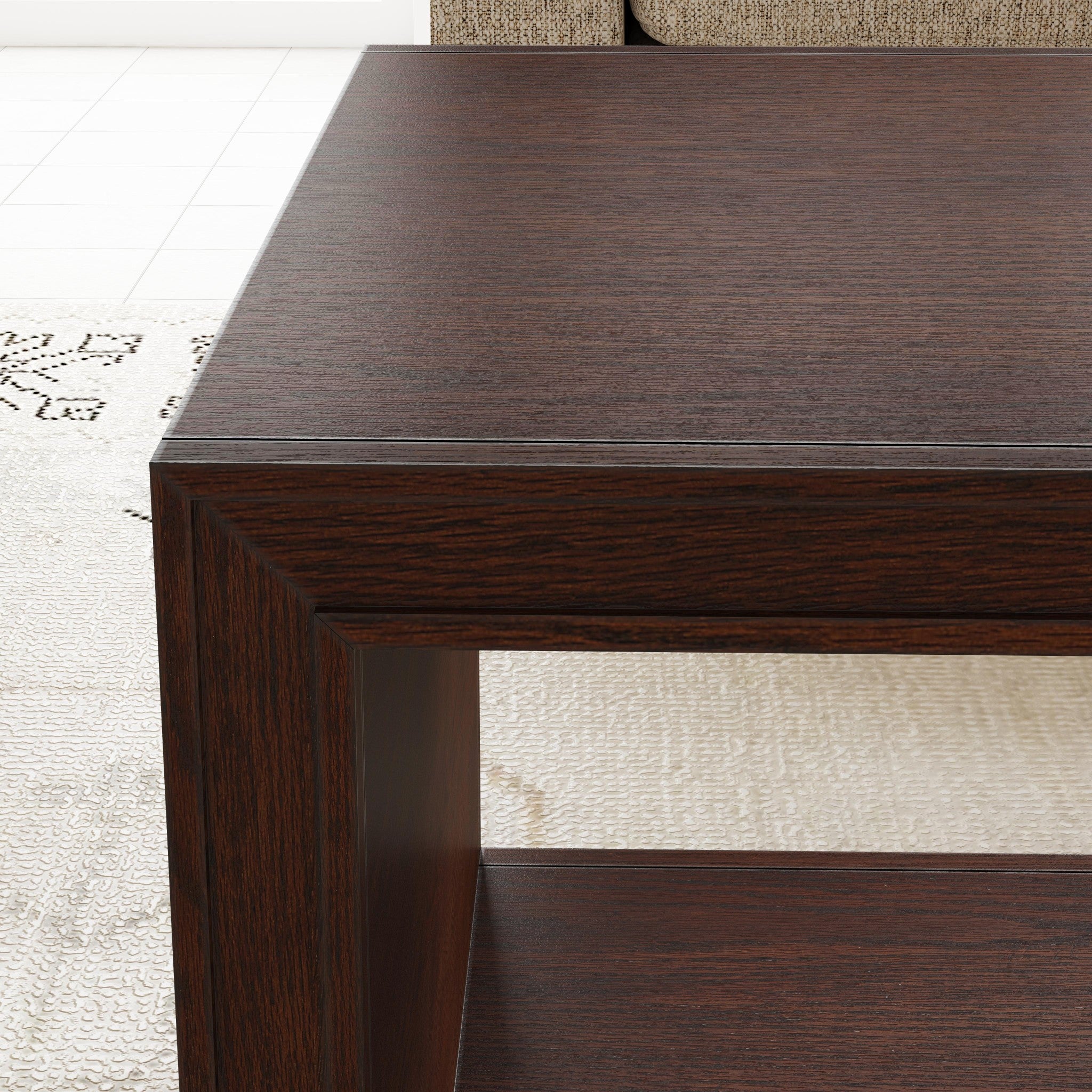 Waterfall Brown Rectangular Coffee Table with Casters