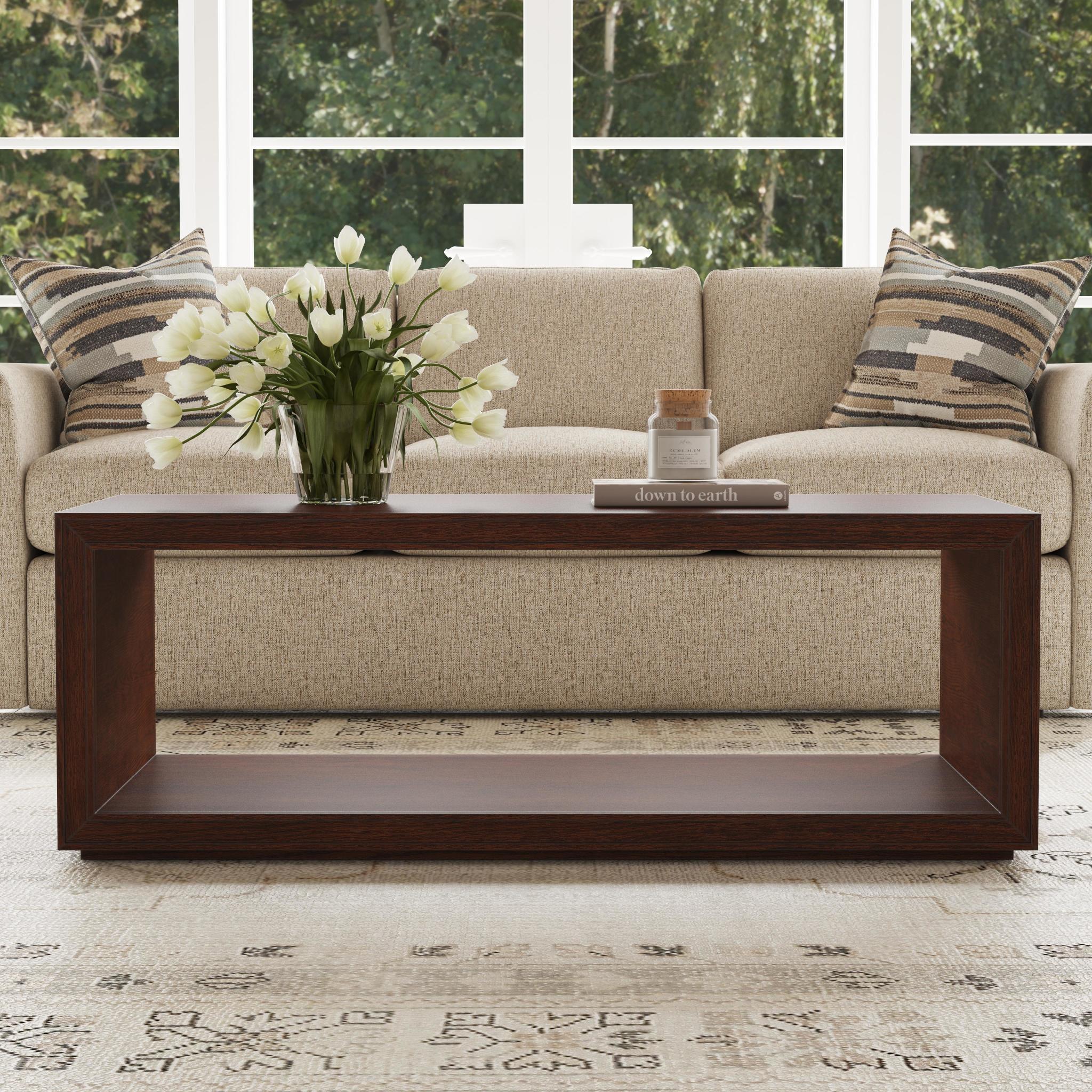 Waterfall Brown Rectangular Coffee Table with Casters