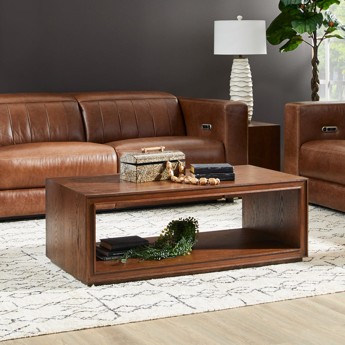 Waterfall Rectangular Coffee Table with Casters