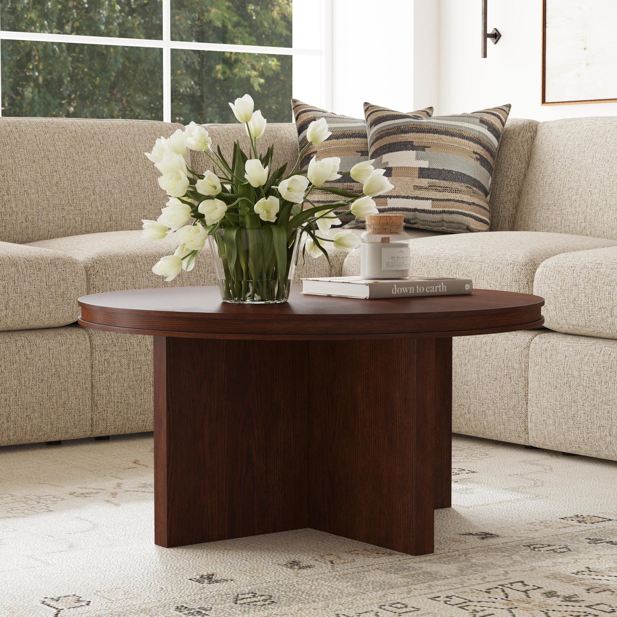 Waterfall Brown Round Coffee Table