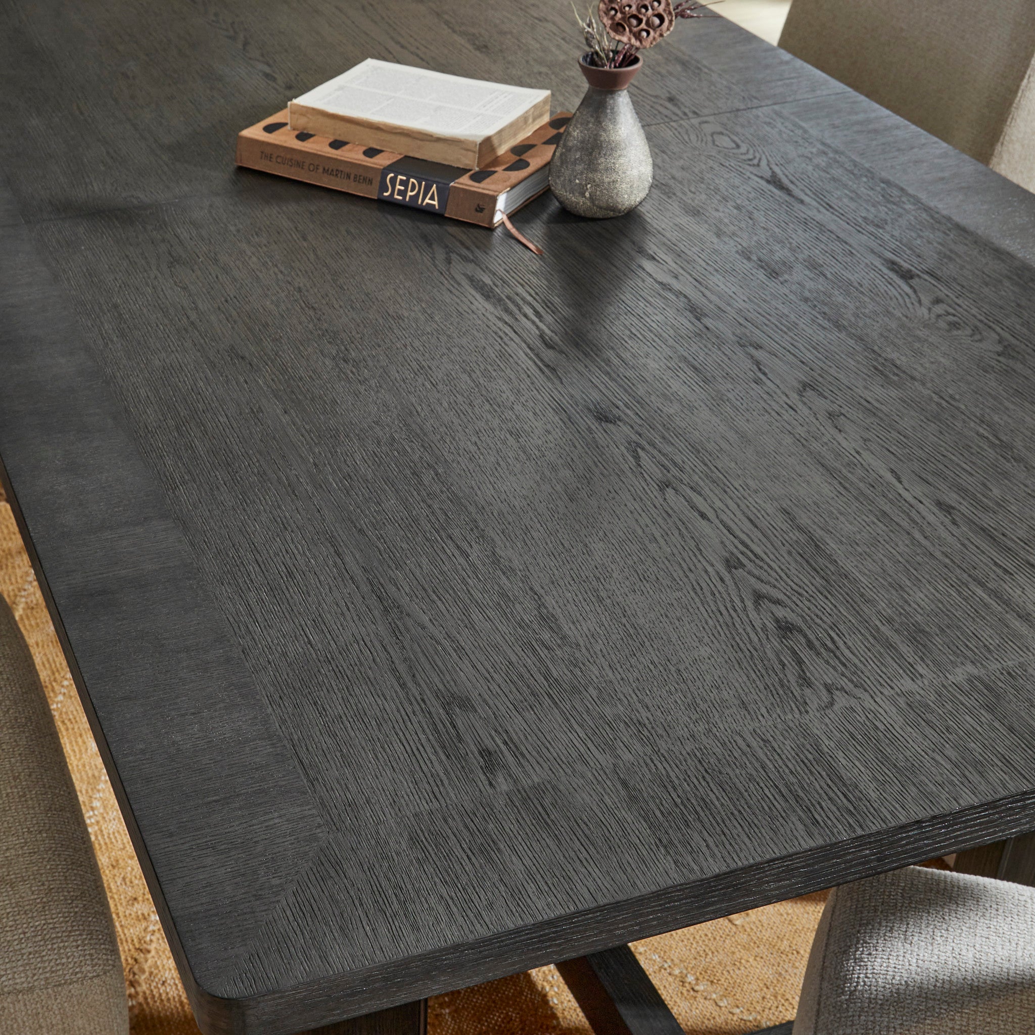 Waterfall Black Rectangular Dining Table