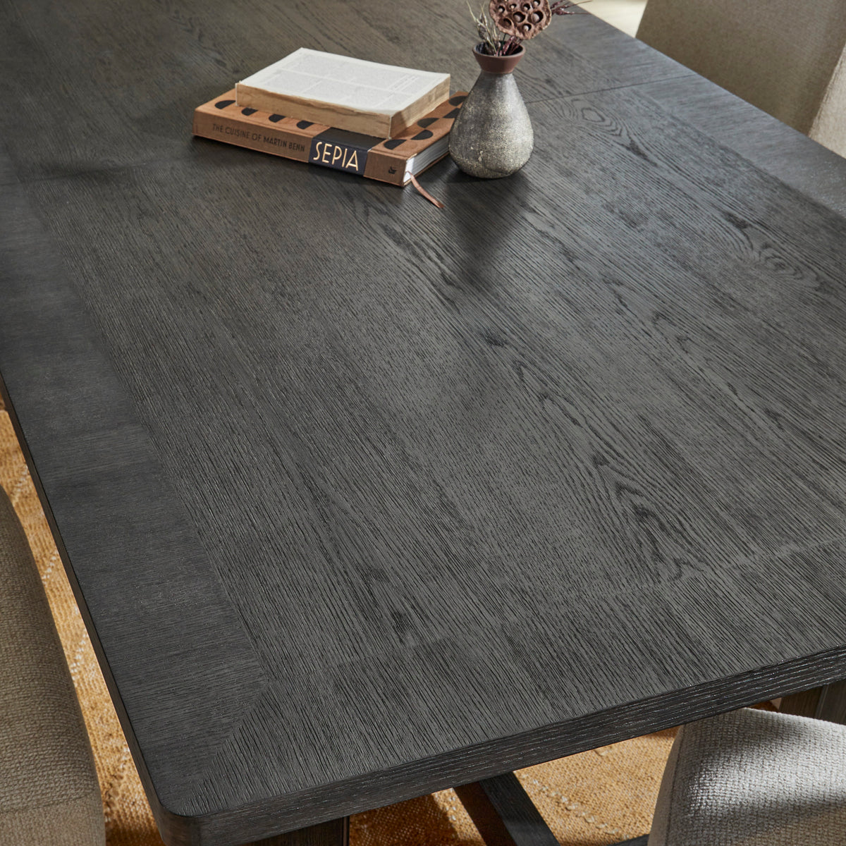 Waterfall Black Rectangular Dining Table