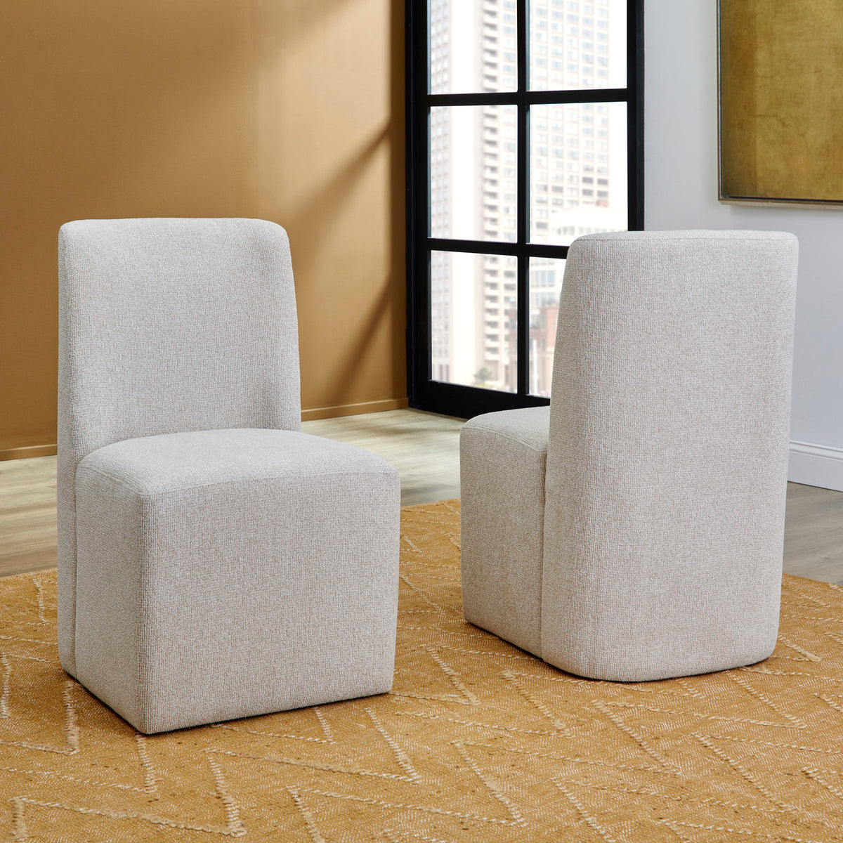 Waterfall Off-White Pair of Upholstered Dining Chairs