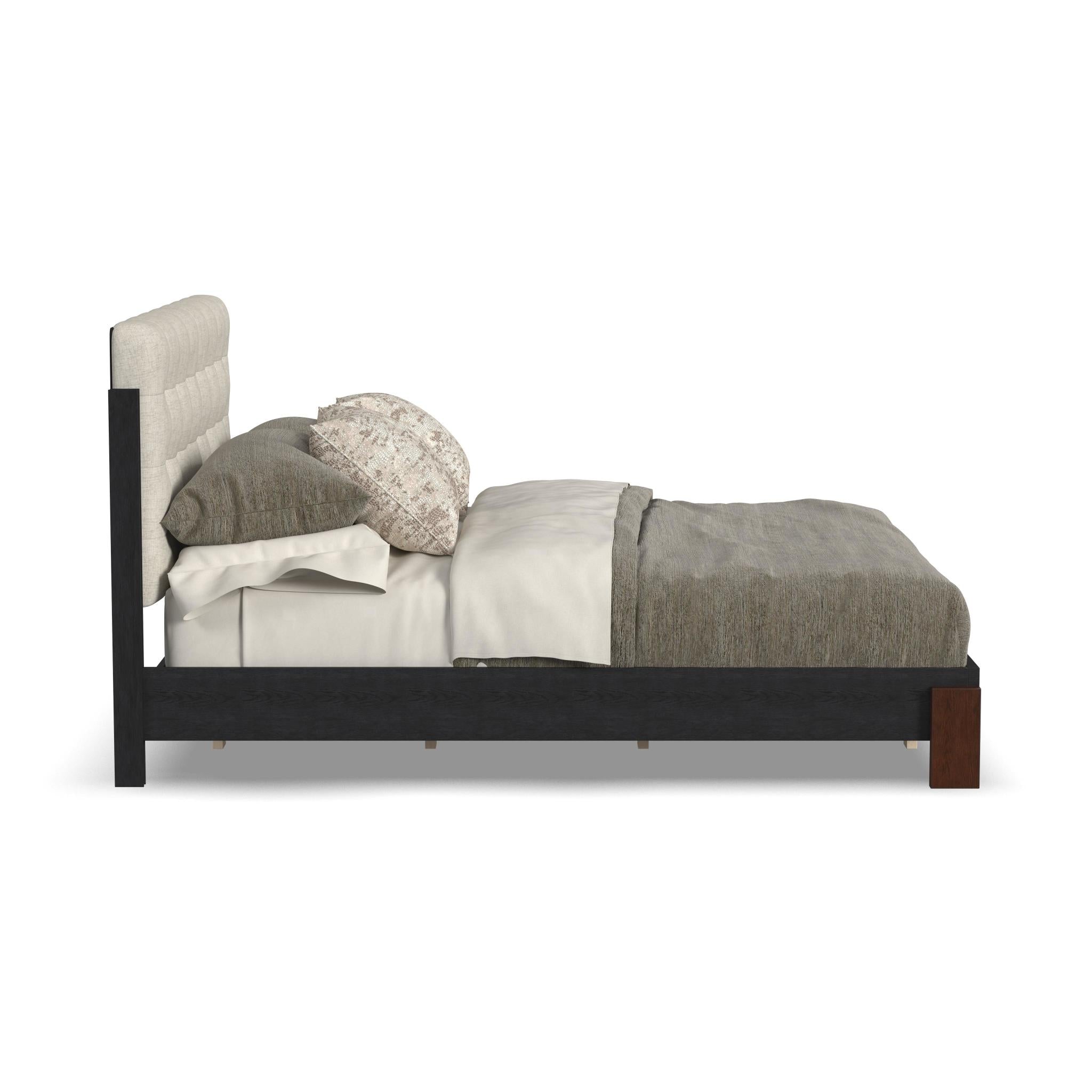 Waterfall Black Queen Upholstered Bed