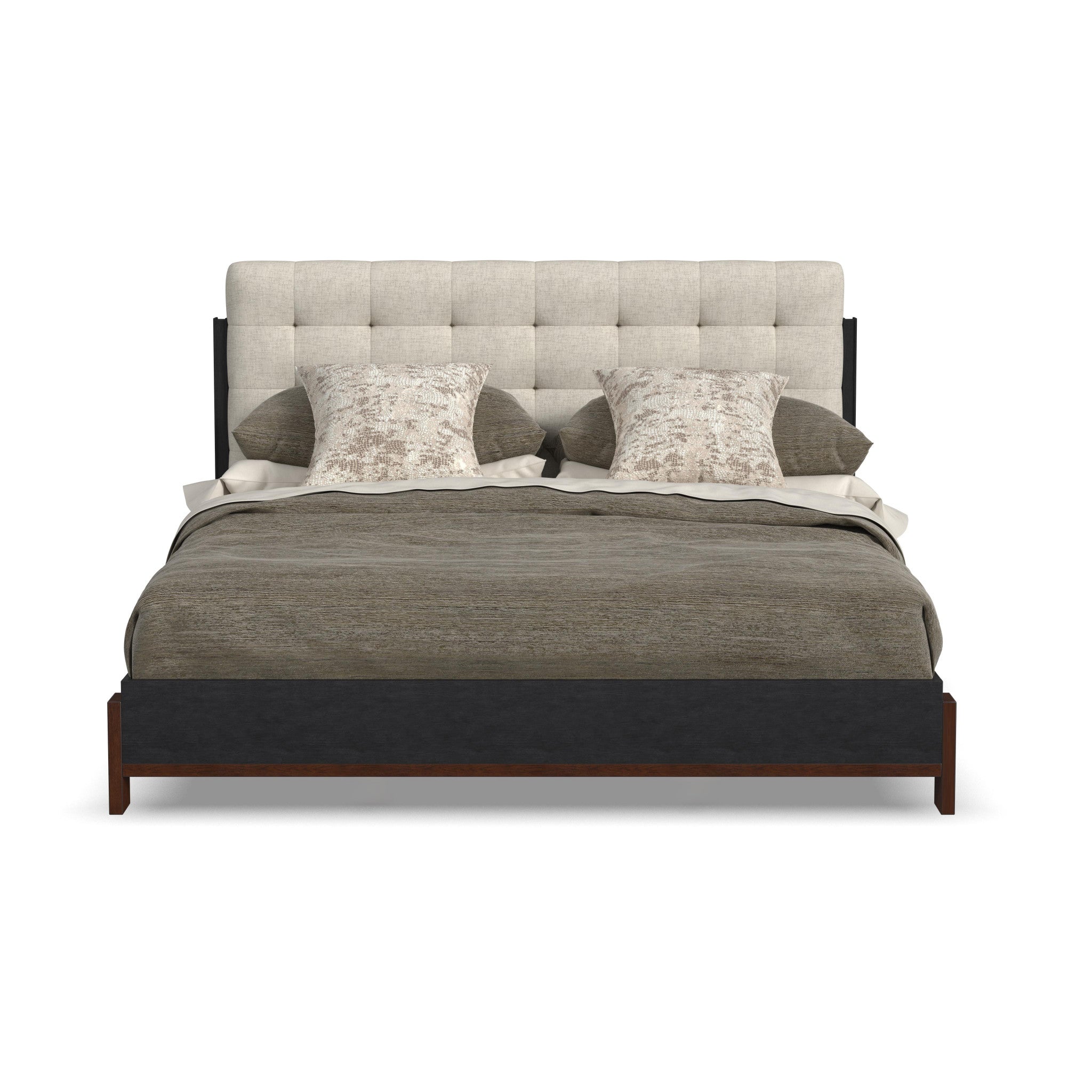 Waterfall Black Queen Upholstered Bed