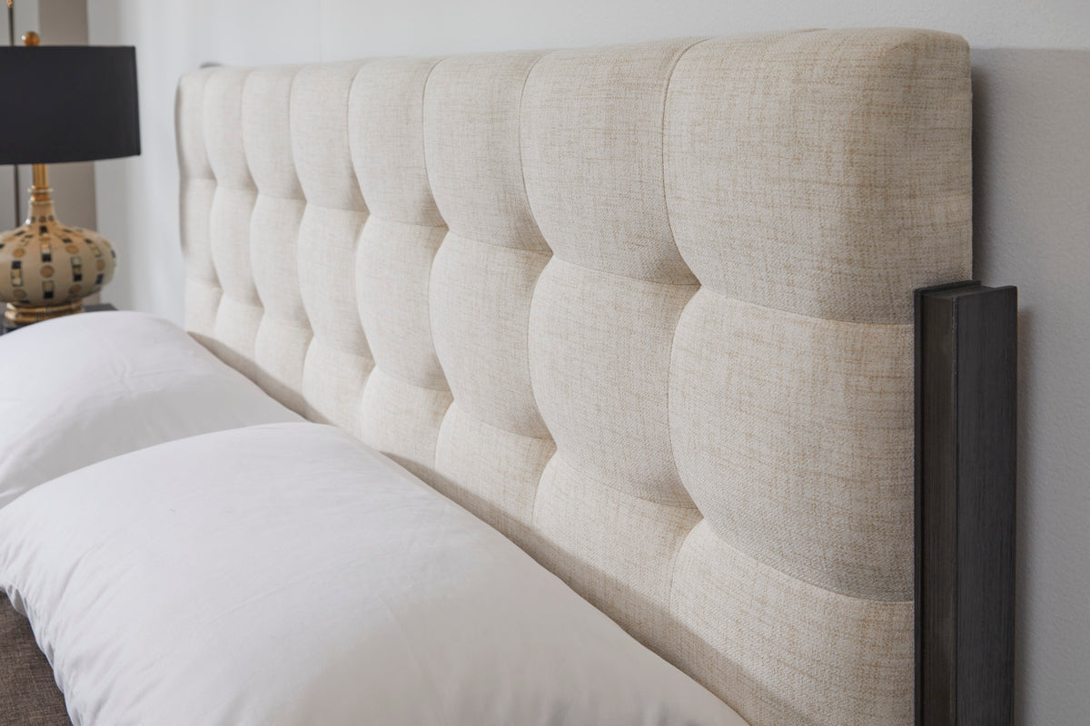 Waterfall Black Queen Upholstered Bed