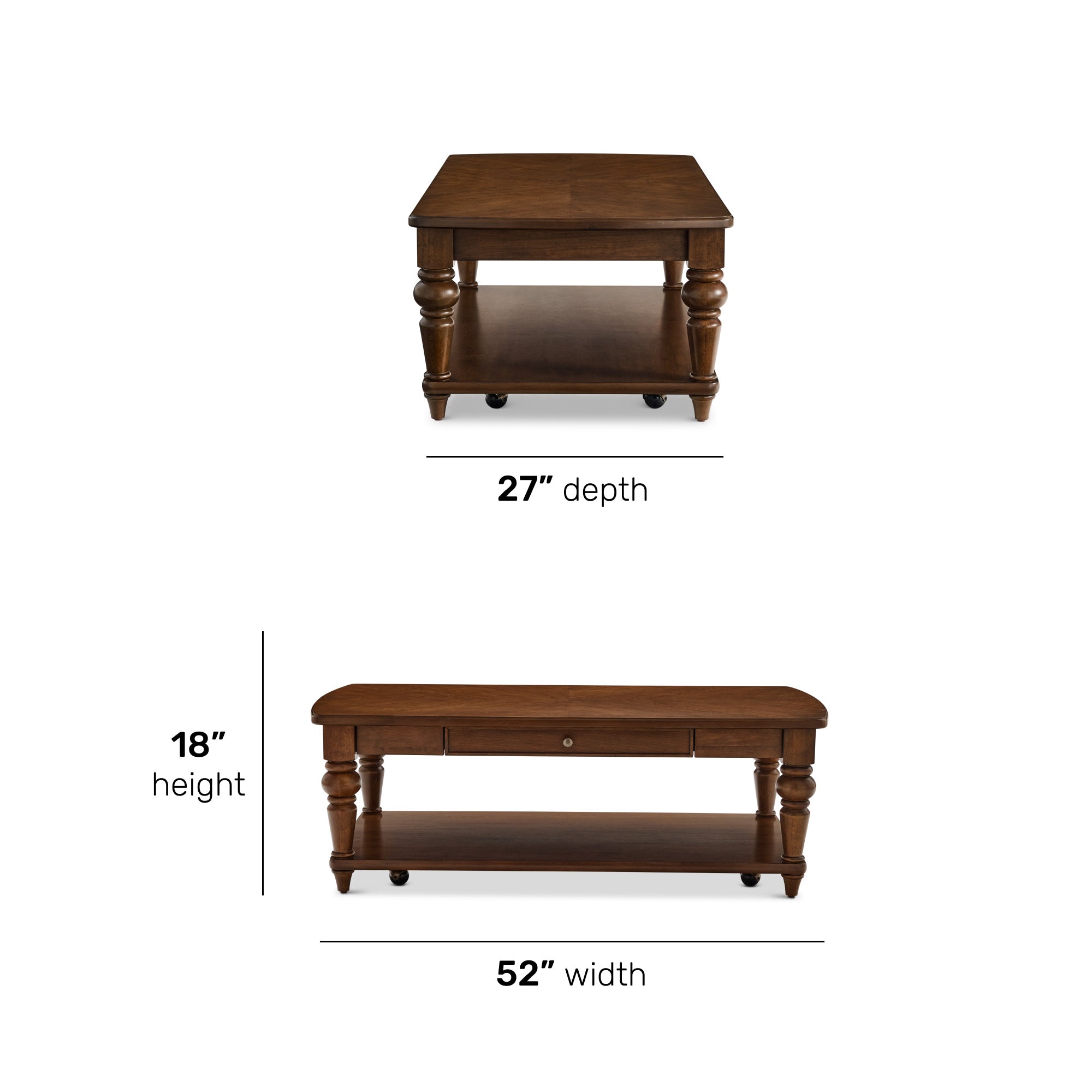 Bellevue Rectangular Coffee Table with Casters