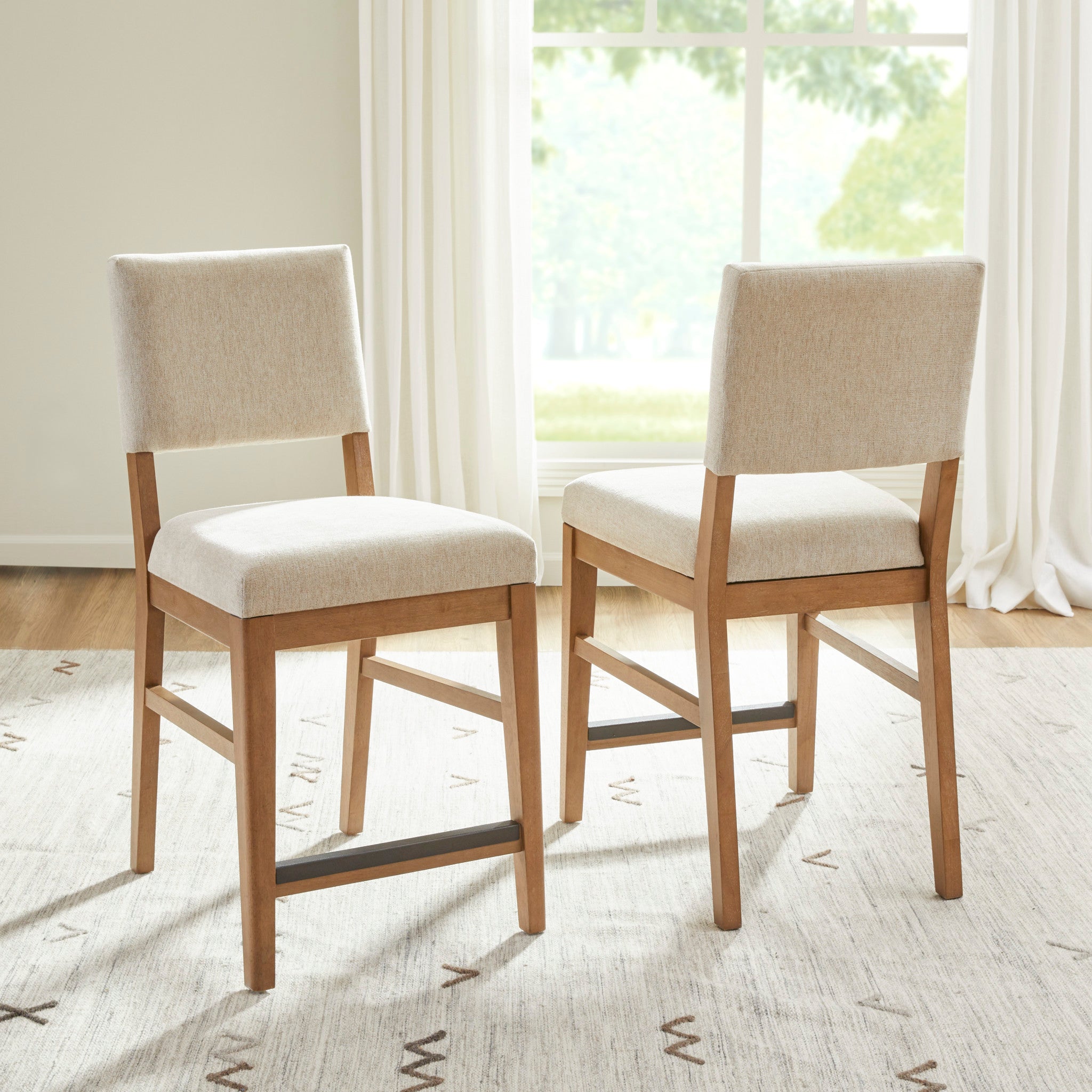 Millwork Off-White Pair of Counter Chairs