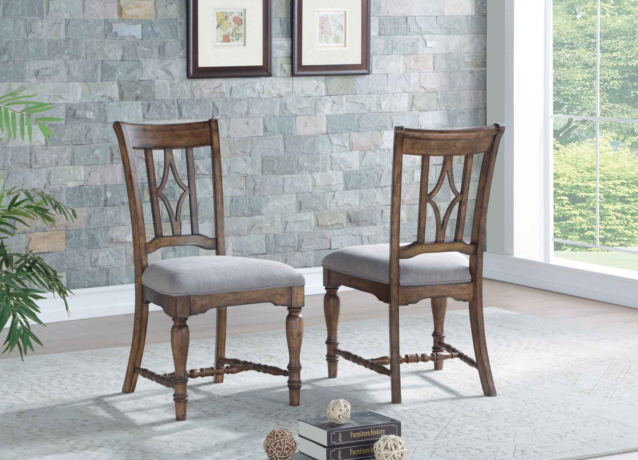Plymouth Gray Pair of Upholstered Dining Chairs
